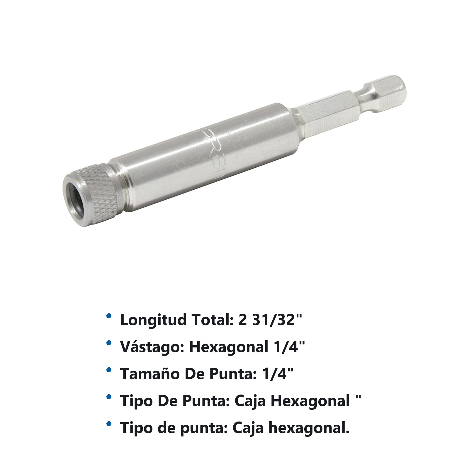Adaptador con tuerca de retención para puntas hexágono de 1/4", 2-31/32" 6 piezas Urrea - Imagen 3