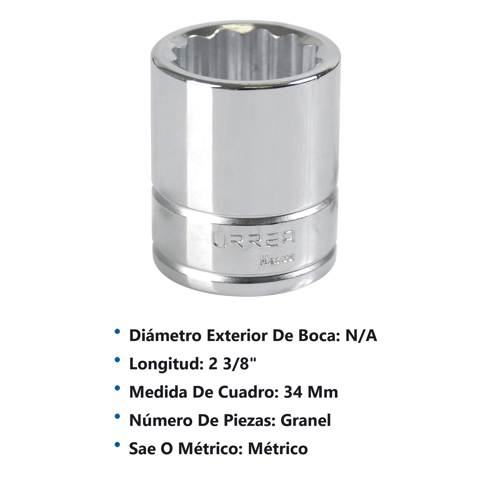 Dado cuadro de 3/4", 12 puntas, métrico, 34 mm Urrea - Imagen 3