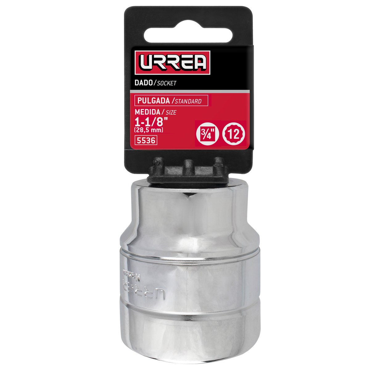 Dado cuadro de 3/4", 12 puntas, en pulgadas, 1-1/8" Urrea - Imagen 2