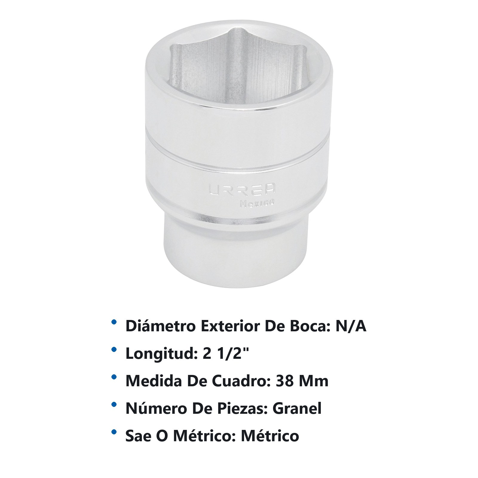 Dado cuadro de 3/4", 6 puntas, métrico, 38 mm Urrea - Imagen 3