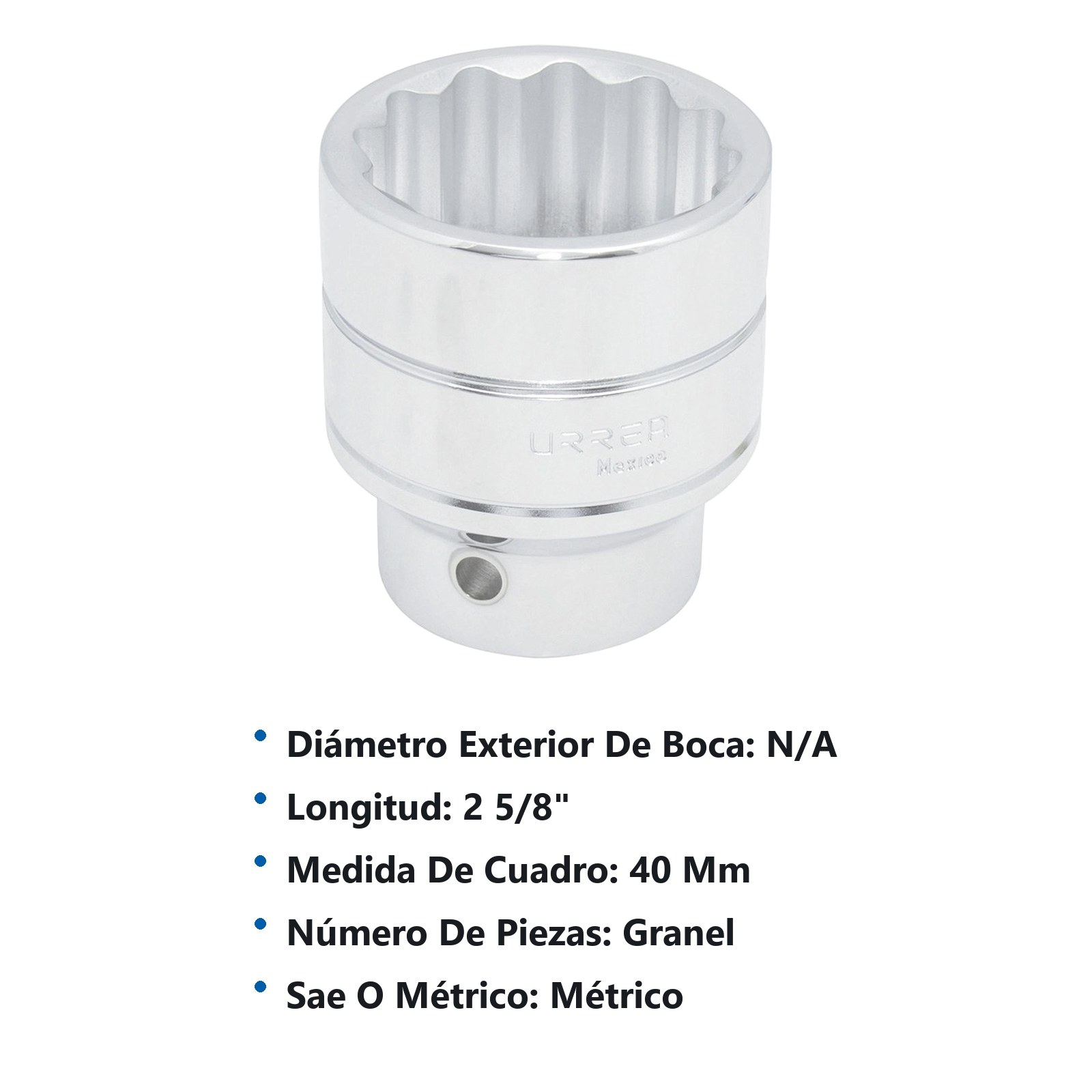Dado cuadro de 3/4", 12 puntas, métrico, 40 mm Urrea - Imagen 3