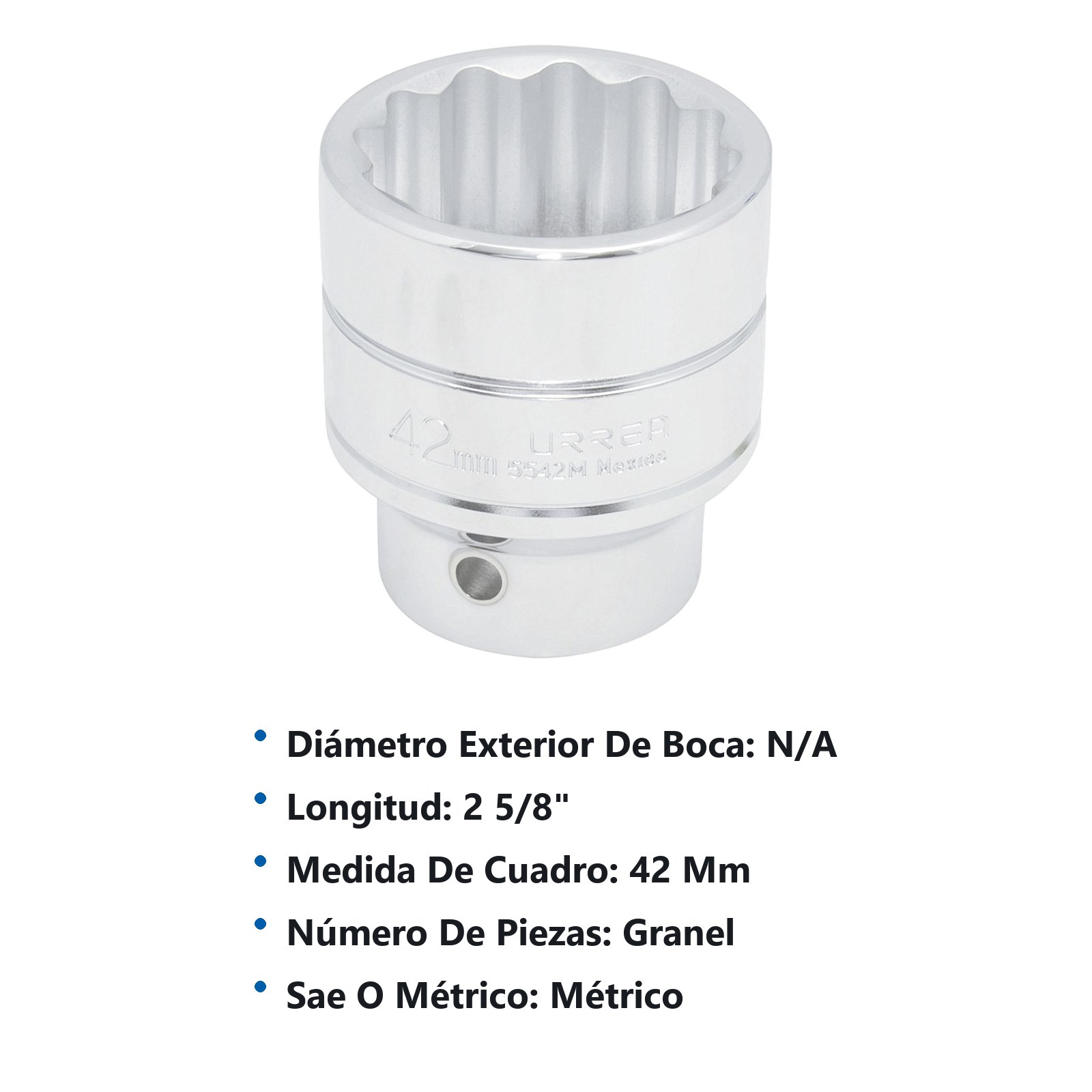 Dado cuadro de 3/4", 12 puntas, métrico, 42 mm Urrea - Imagen 3