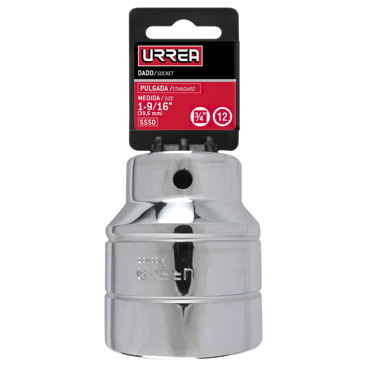 Dado cuadro de 3/4", 12 puntas, en pulgadas, 1-9/16" Urrea - Imagen 3