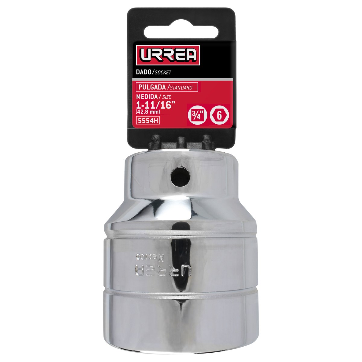 Dado cuadro de 3/4", 6 puntas, en pulgadas, 1-11/16" Urrea - Imagen 2