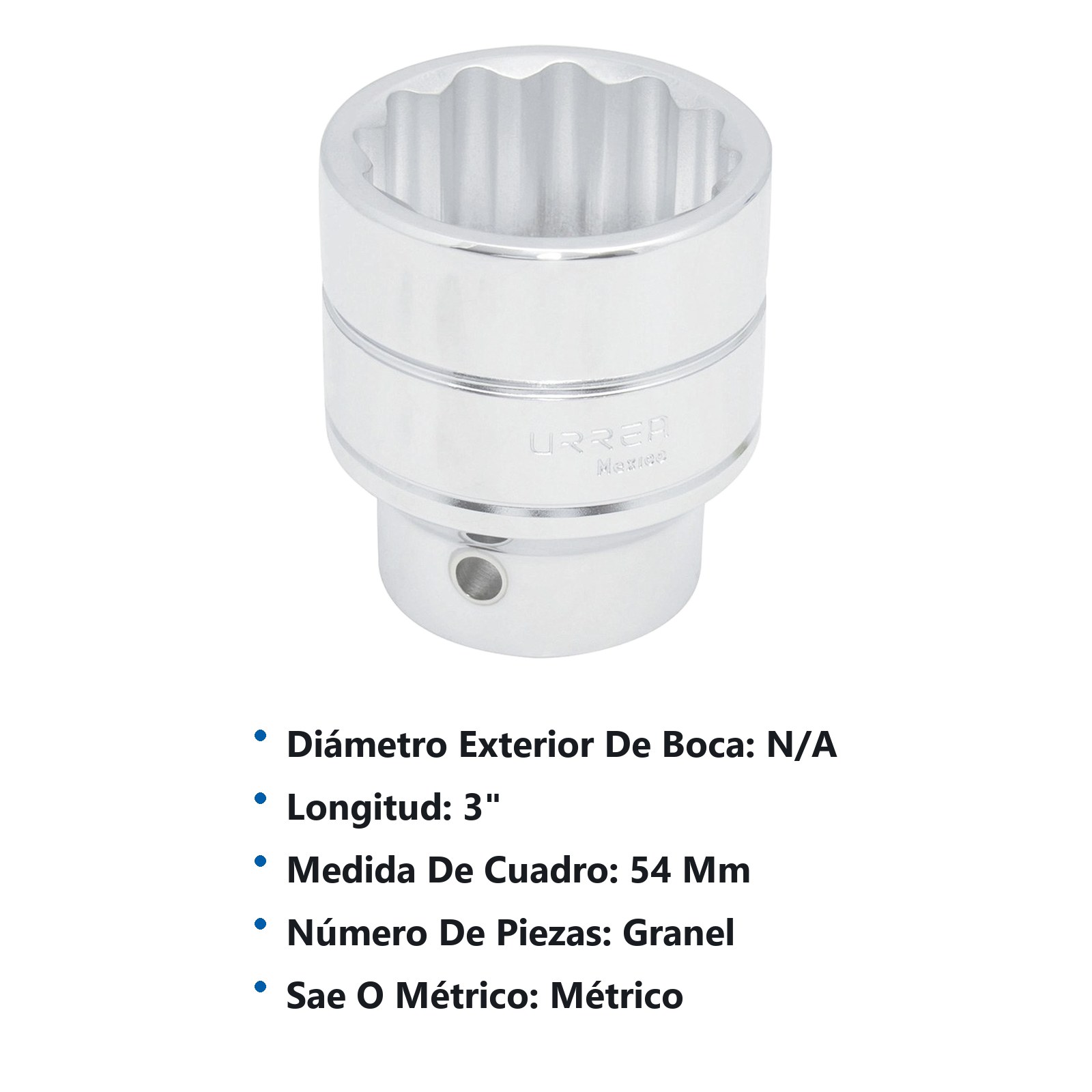 Dado cuadro de 3/4", 12 puntas, métrico, 54 mm Urrea - Imagen 3
