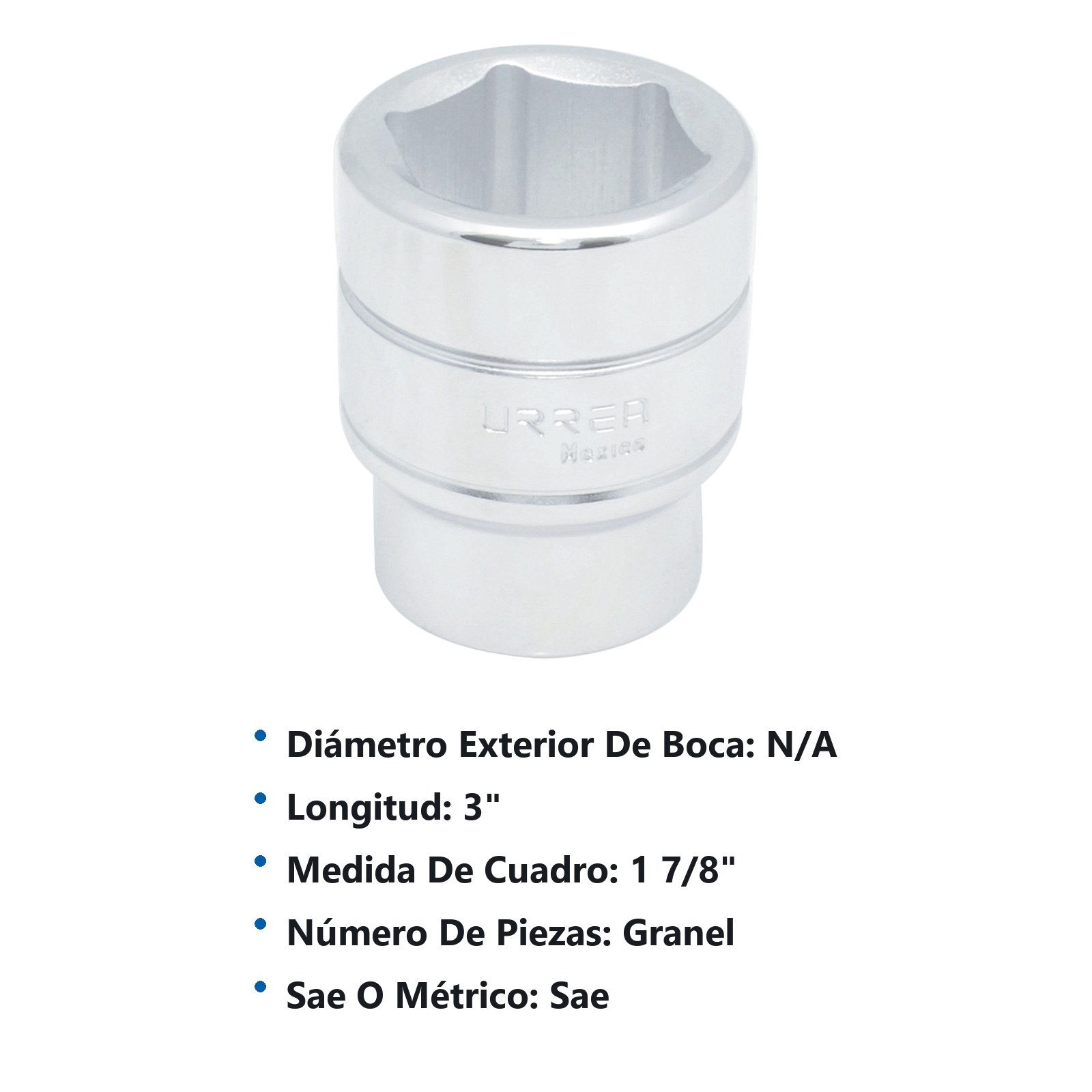 Dado cuadro de 3/4", 6 puntas, en pulgadas, 1-7/8" Urrea - Imagen 3