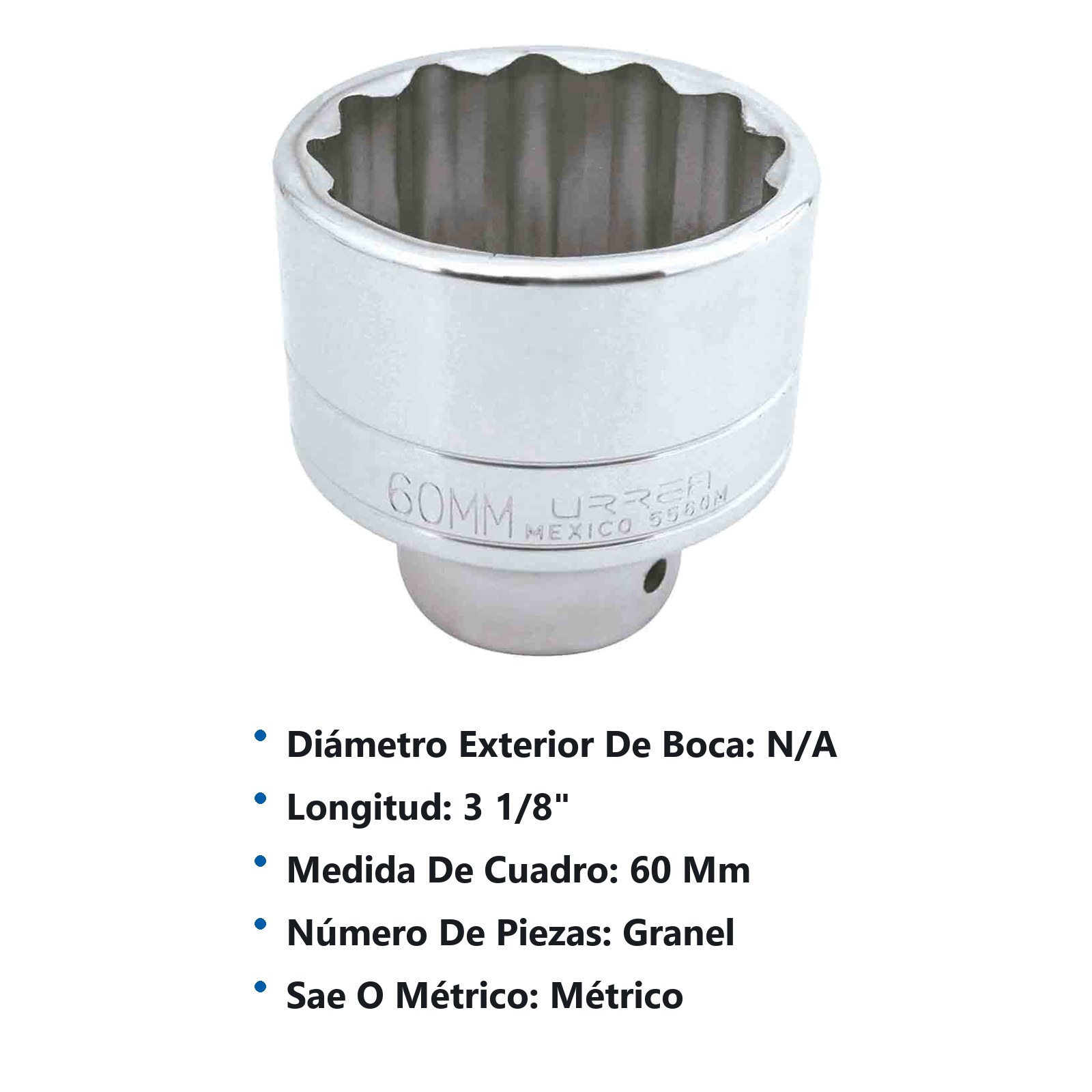 Dado cuadro de 3/4", 12 puntas, métrico, 60 mm Urrea - Imagen 3