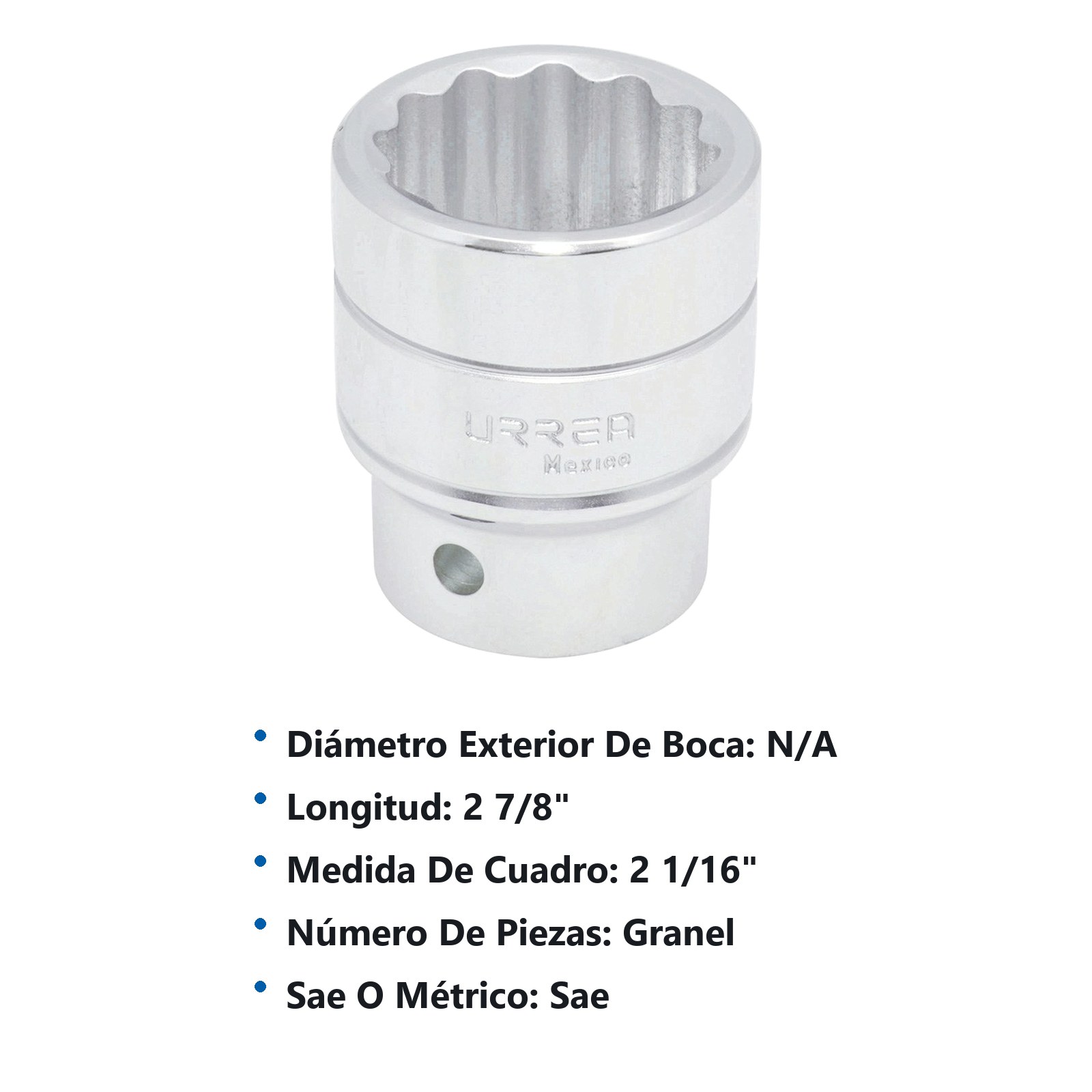 Dado cuadro de 3/4", 12 puntas, en pulgadas, 2-1/16" Urrea - Imagen 3