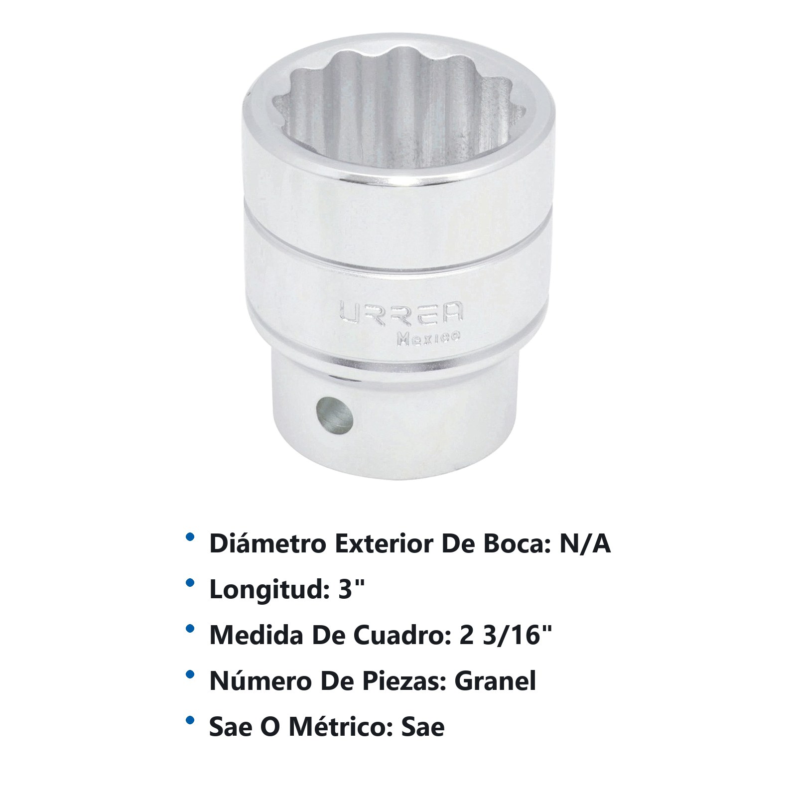Dado cuadro de 3/4", 12 puntas, en pulgadas, 2-3/16" Urrea - Imagen 3