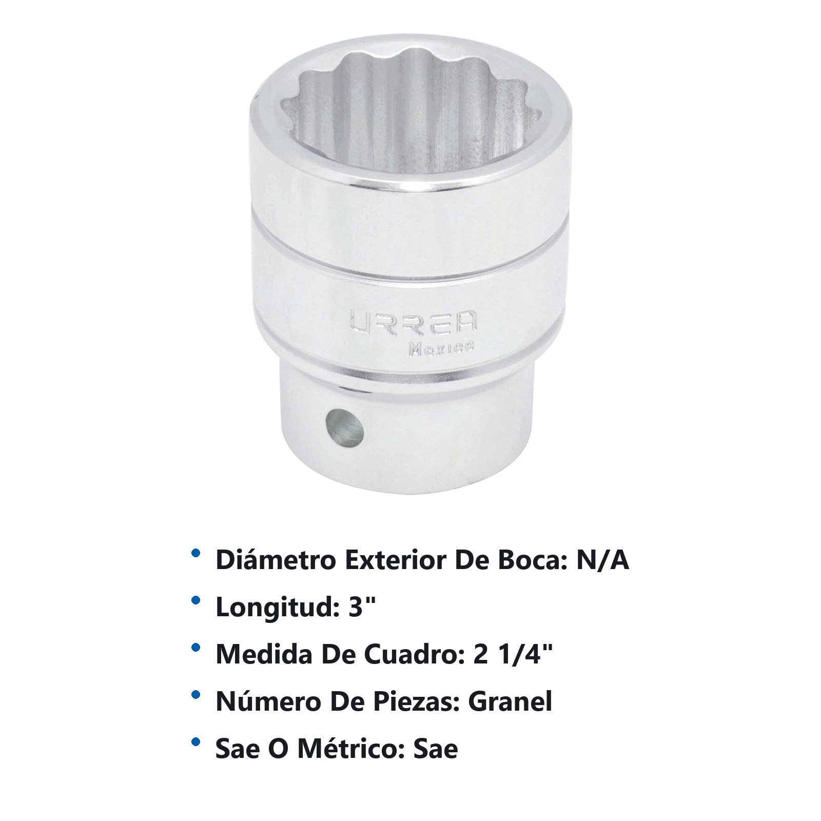 Dado cuadro de 3/4", 12 puntas, en pulgadas, 2-1/4" Urrea - Imagen 3