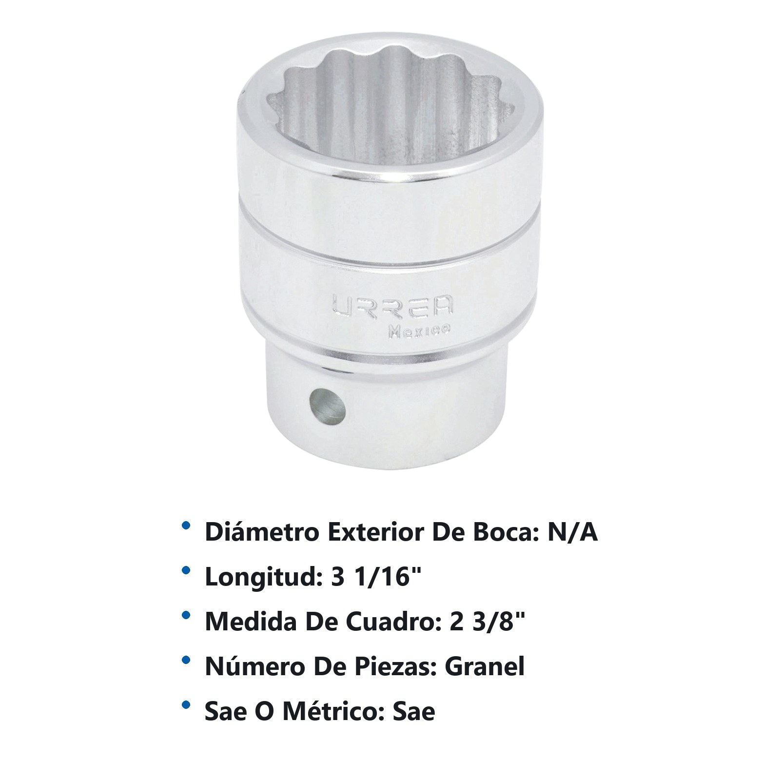 Dado cuadro de 3/4", 12 puntas, en pulgadas, 2-3/8" Urrea - Imagen 3