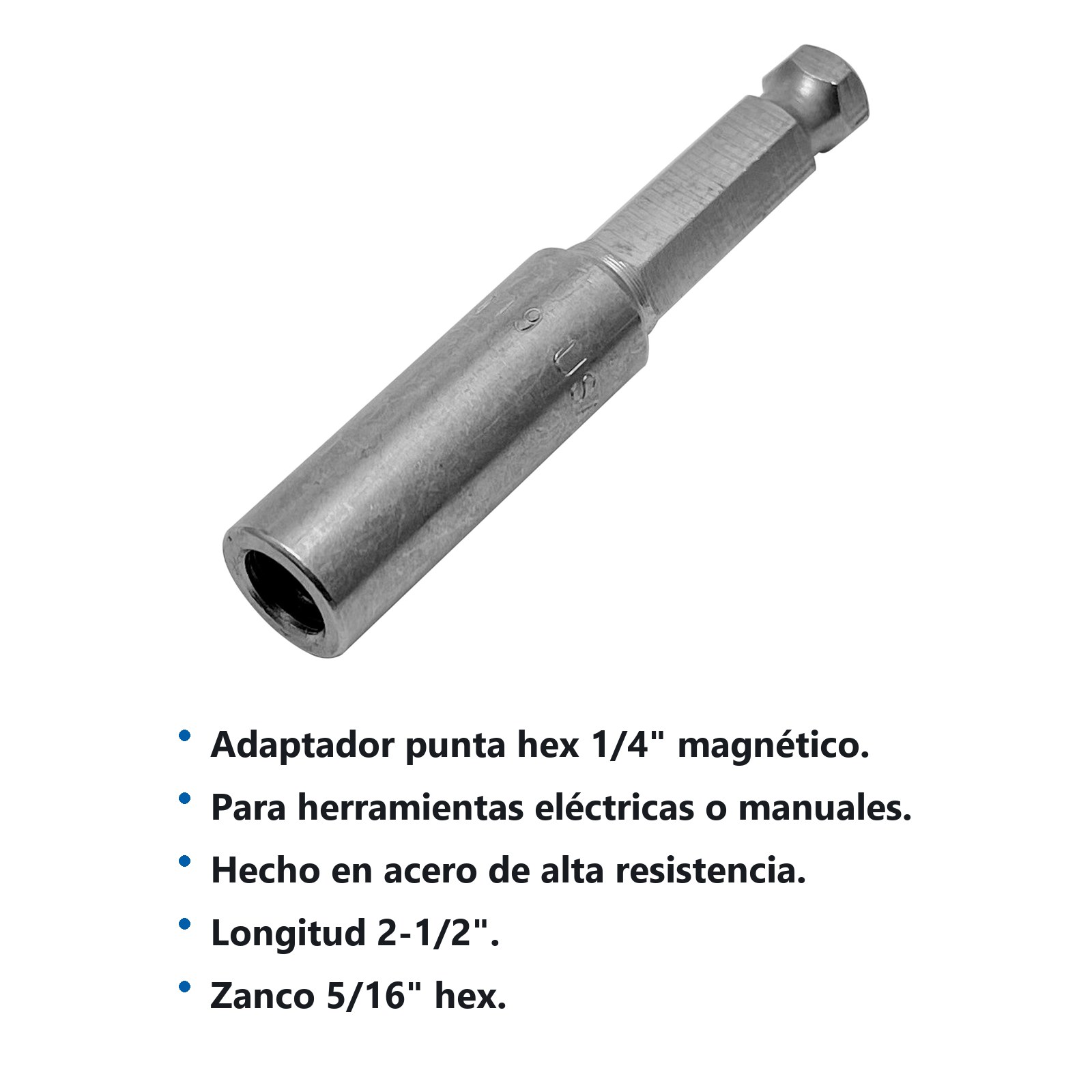 Adaptador magnético para puntas hexagonales de 5/16", hexágono de 1/4" x 2-1/2" Urrea - Imagen 2