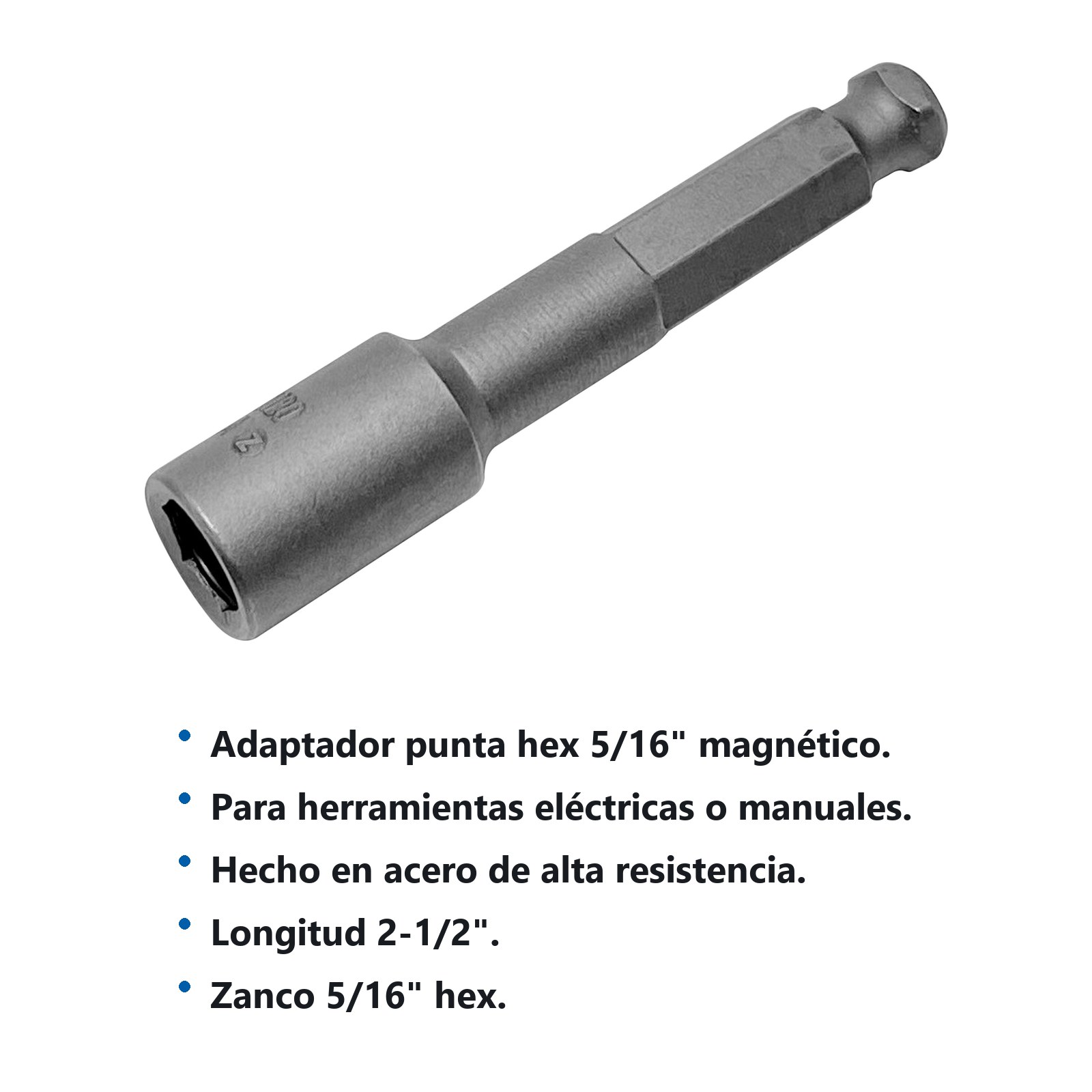 Adaptador magnético para puntas hexagonales de 5/16", hexágono de 5/16" x 2-1/2" Urrea - Imagen 2