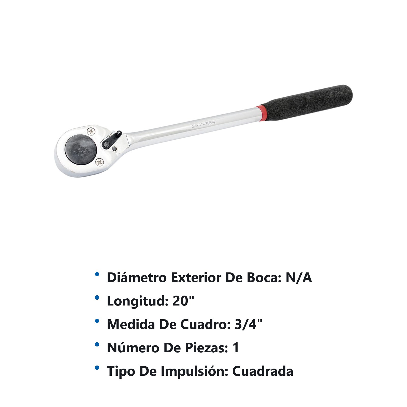 Matraca reversible con mango rubber grip, quick release, para dado cuadro de 3/4" Urrea - Imagen 2