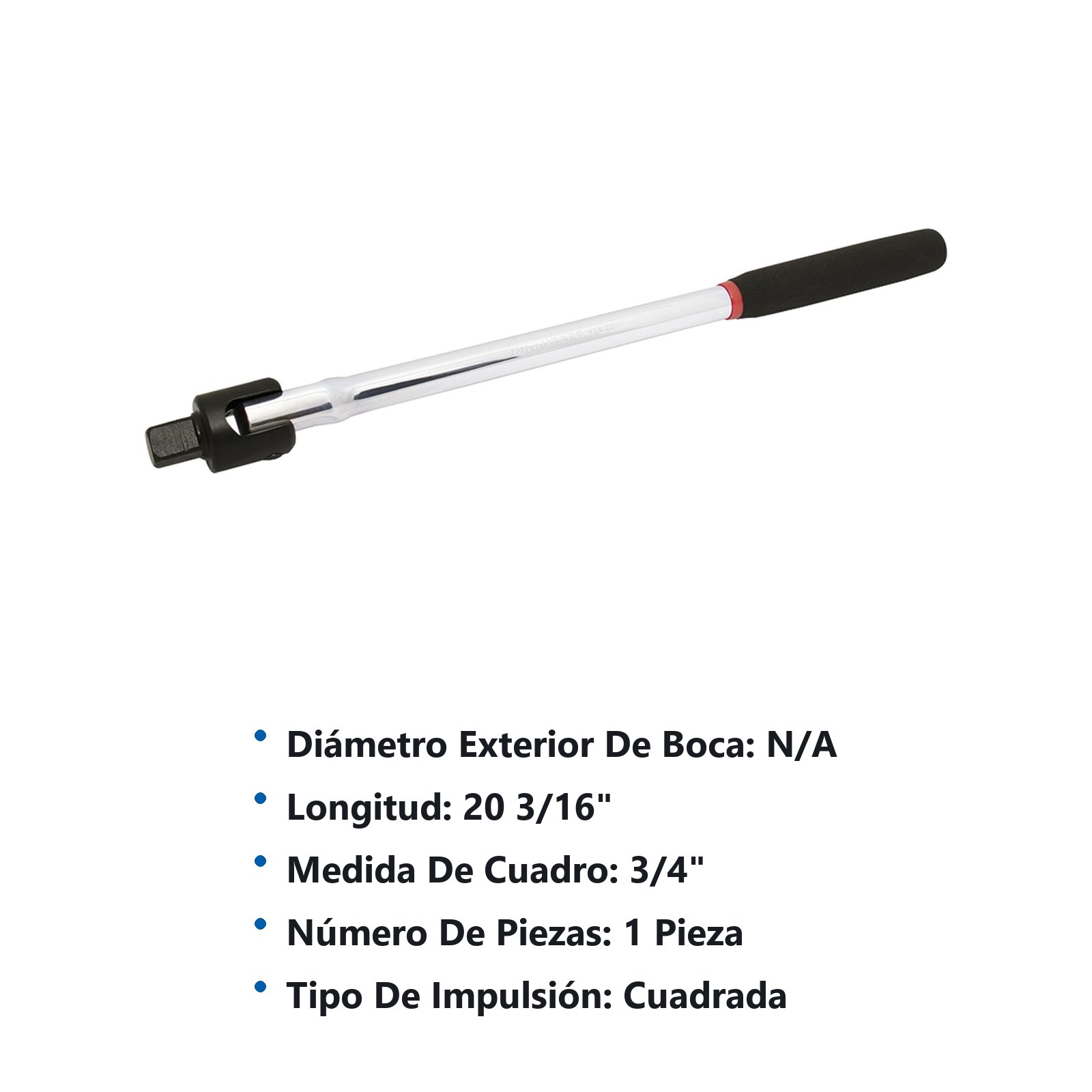 Mango articulado con mango rubber grip para dado cuadro de 3/4", 20-3/16" Urrea - Imagen 2