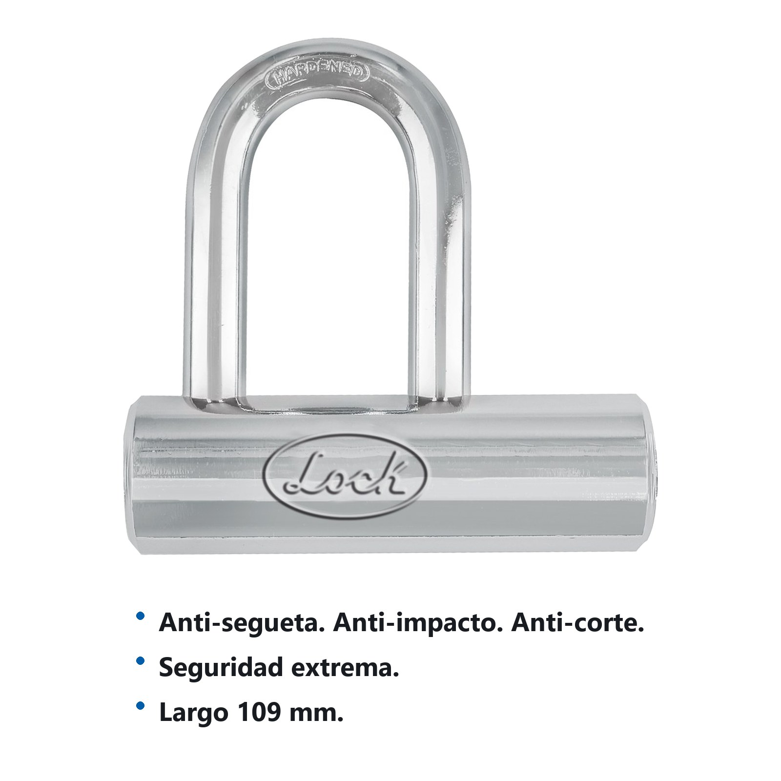 Candado de máxima seguridad tipo gancho largo 109 mm, llave estándar Lock - Imagen 2