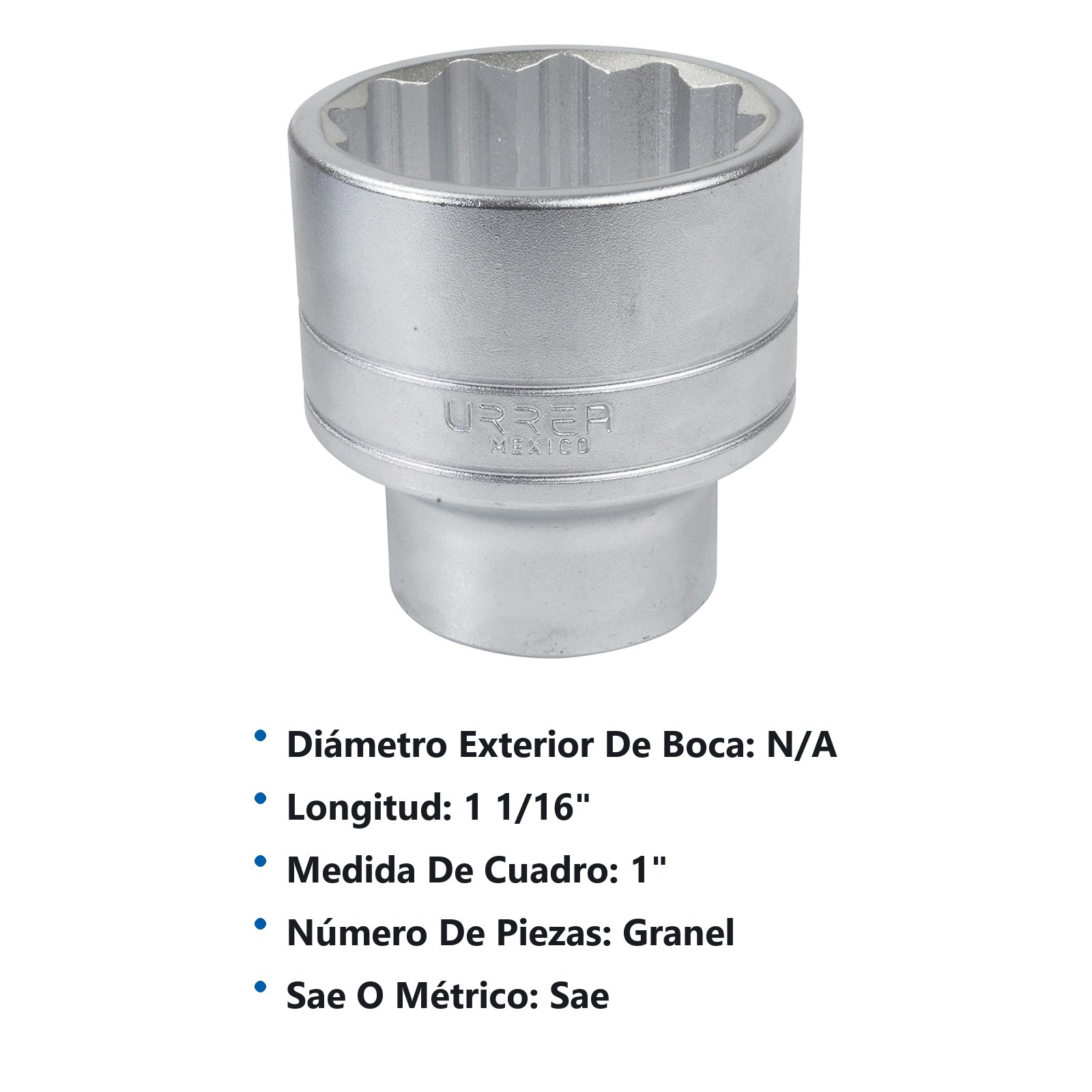 Dado cuadro de 1", 12 puntas, en pulgadas, 1-1/16" Urrea - Imagen 2
