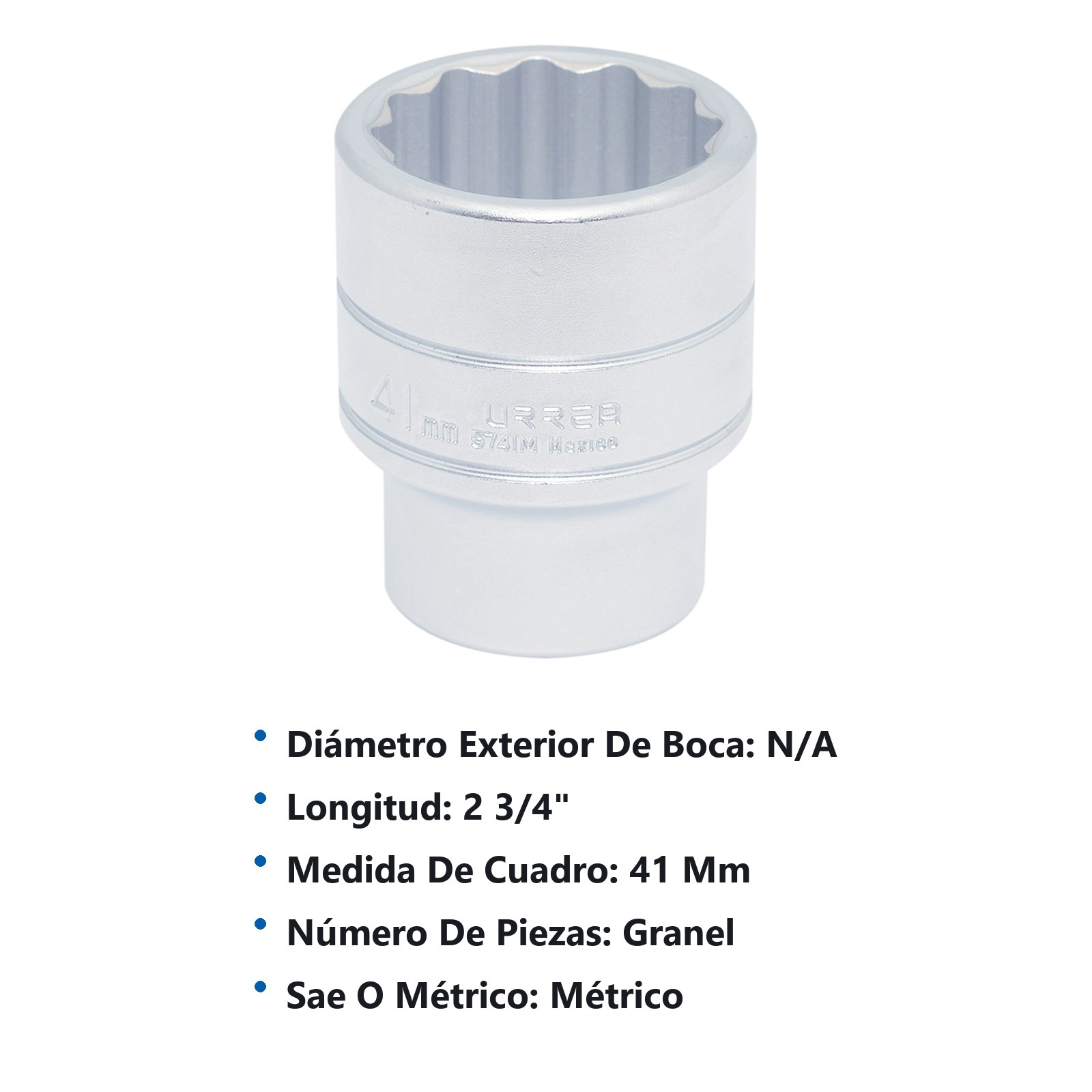 Dado cuadro de 1", 12 puntas, métrico, 41mm Urrea - Imagen 2