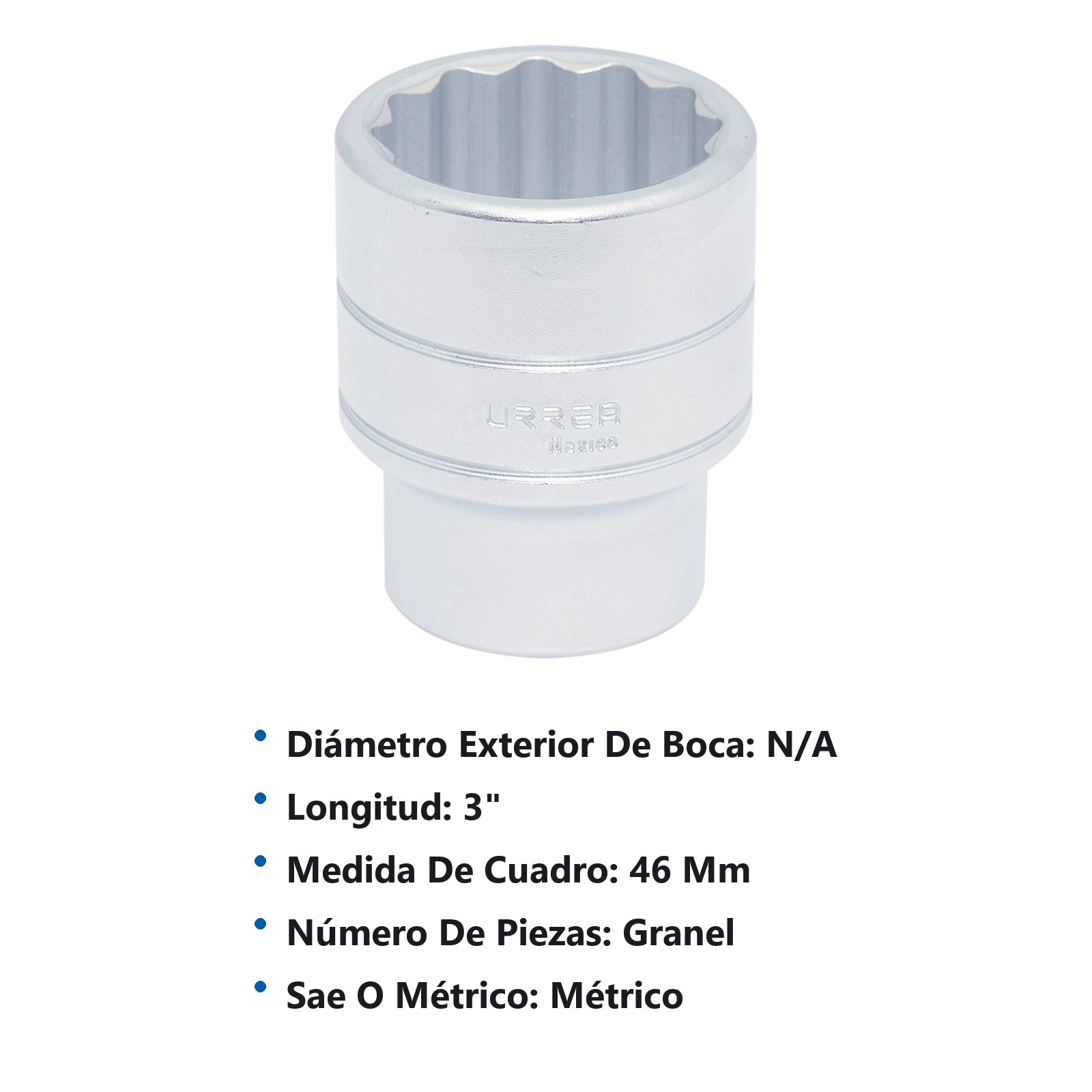 Dado cuadro de 1", 12 puntas, métrico, 46mm Urrea - Imagen 2