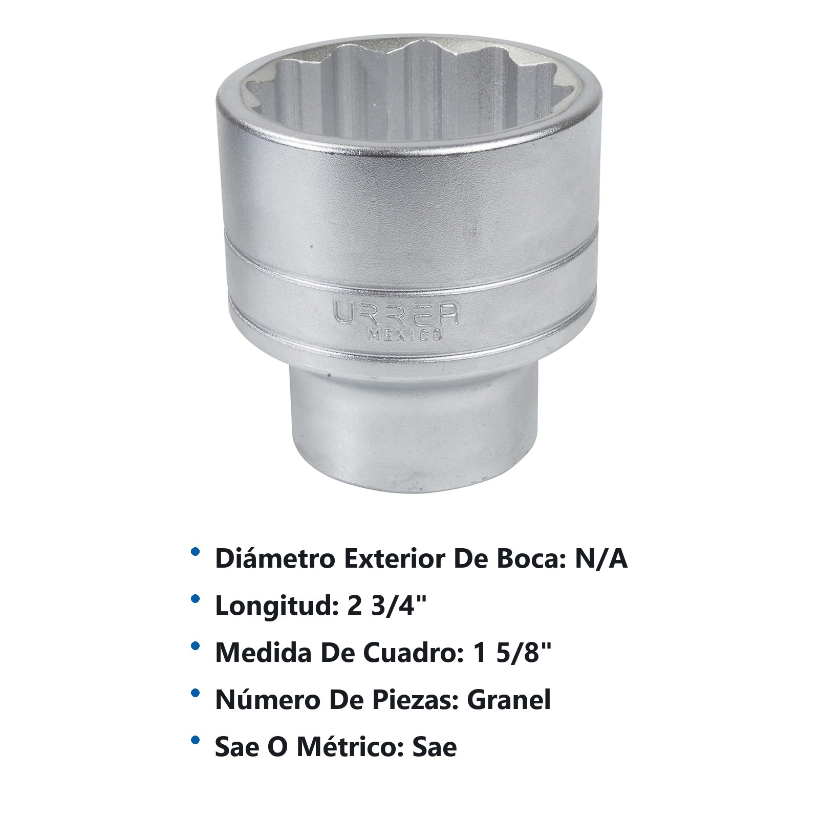 Dado cuadro de 1", 12 puntas, en pulgadas, 1-5/8" Urrea - Imagen 2