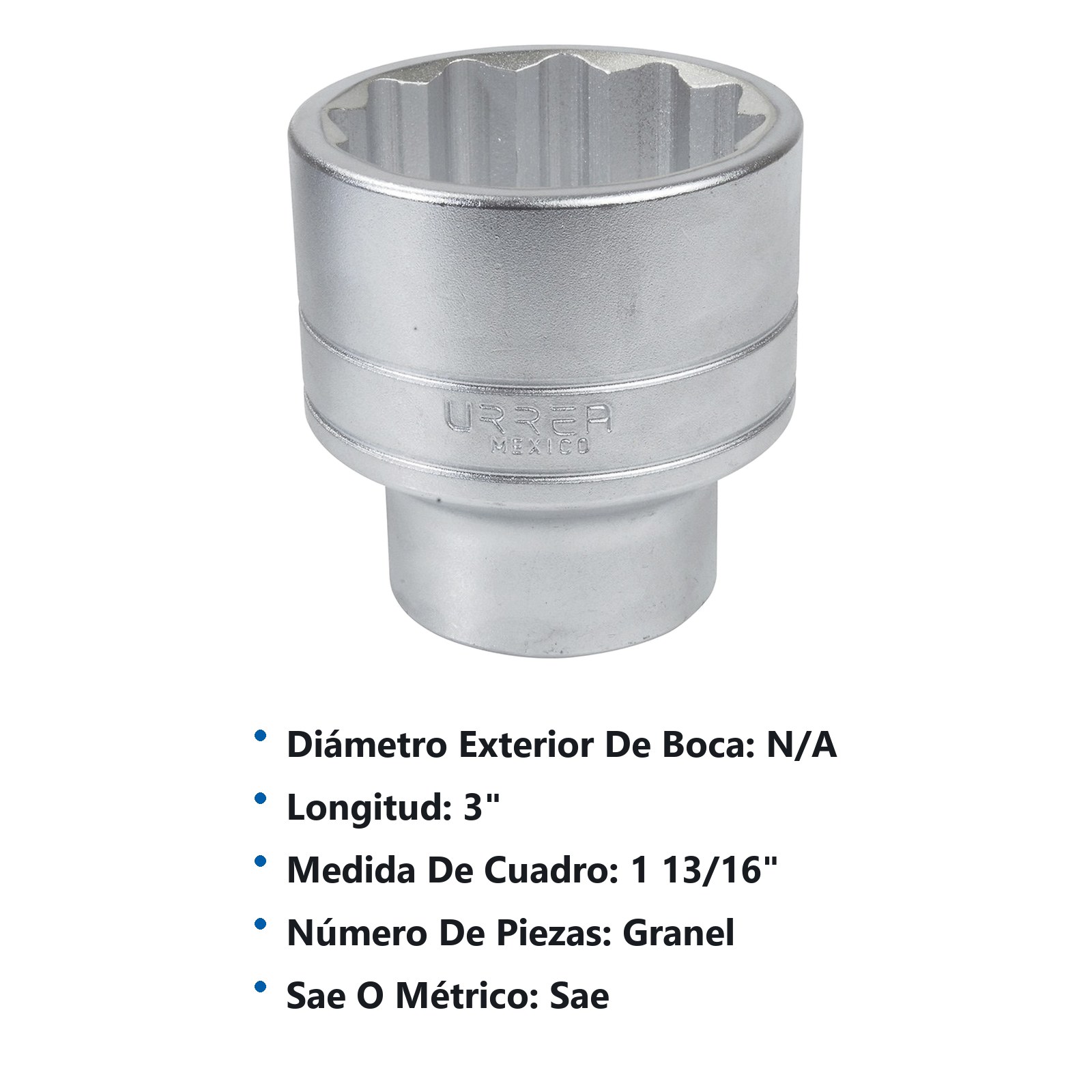Dado cuadro de 1", 12 puntas, en pulgadas, 1-13/16" Urrea - Imagen 2