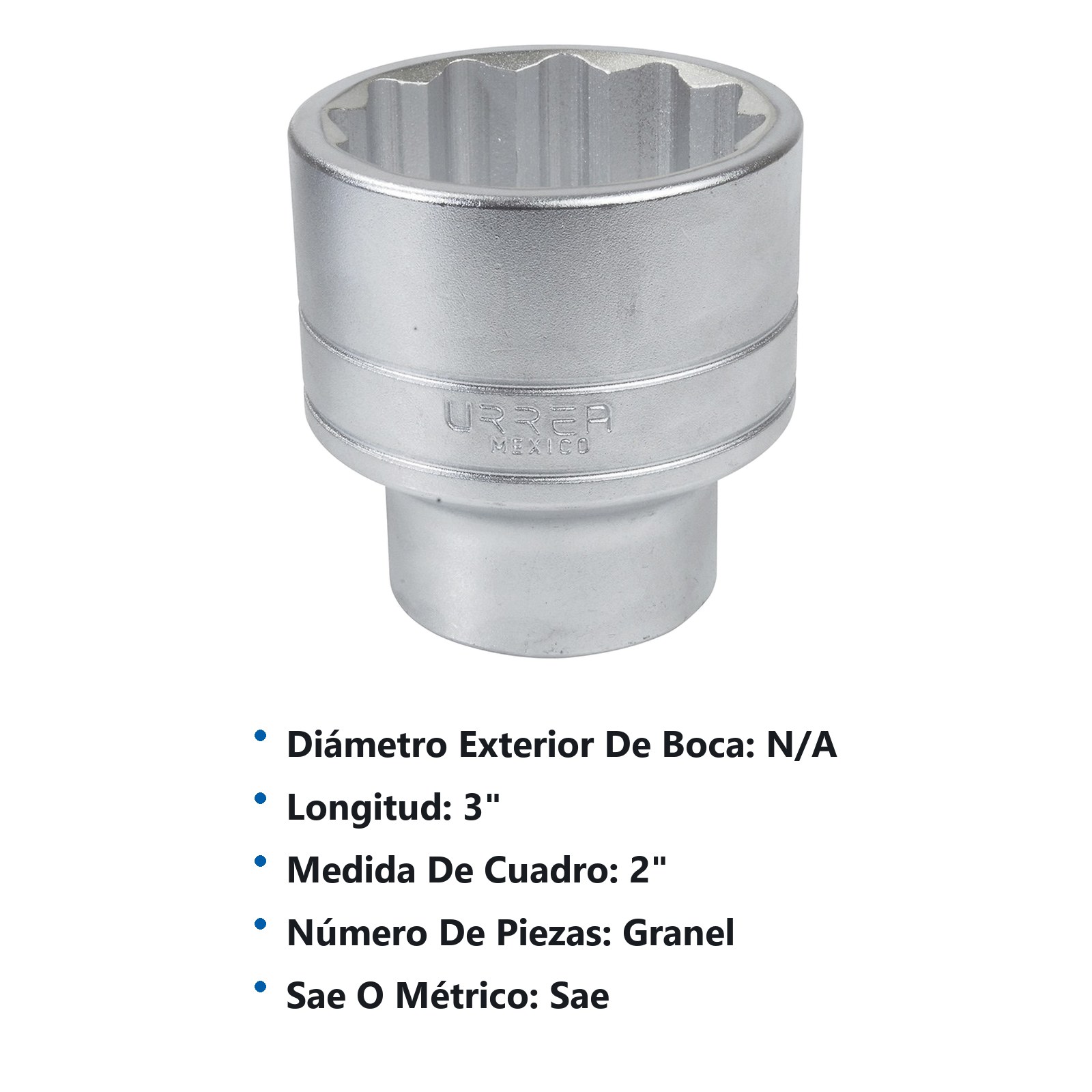 Dado cuadro de 1", 12 puntas, en pulgadas, 2" Urrea - Imagen 2