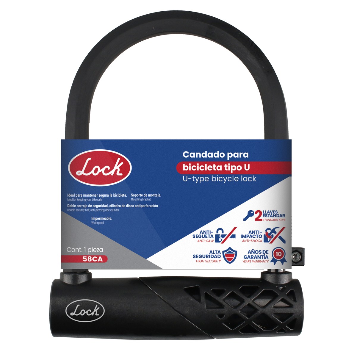 Candado para bicicleta tipo disco "U" Lock - Imagen 2