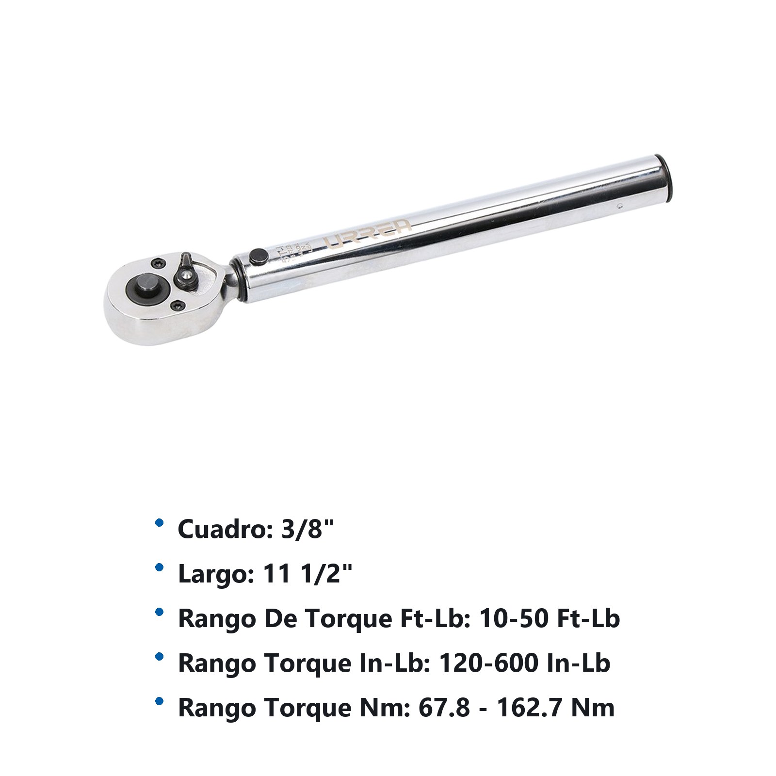 Torquímetro preajustado cuadro de 3/8", 10-50 ft-lb Urrea - Imagen 2