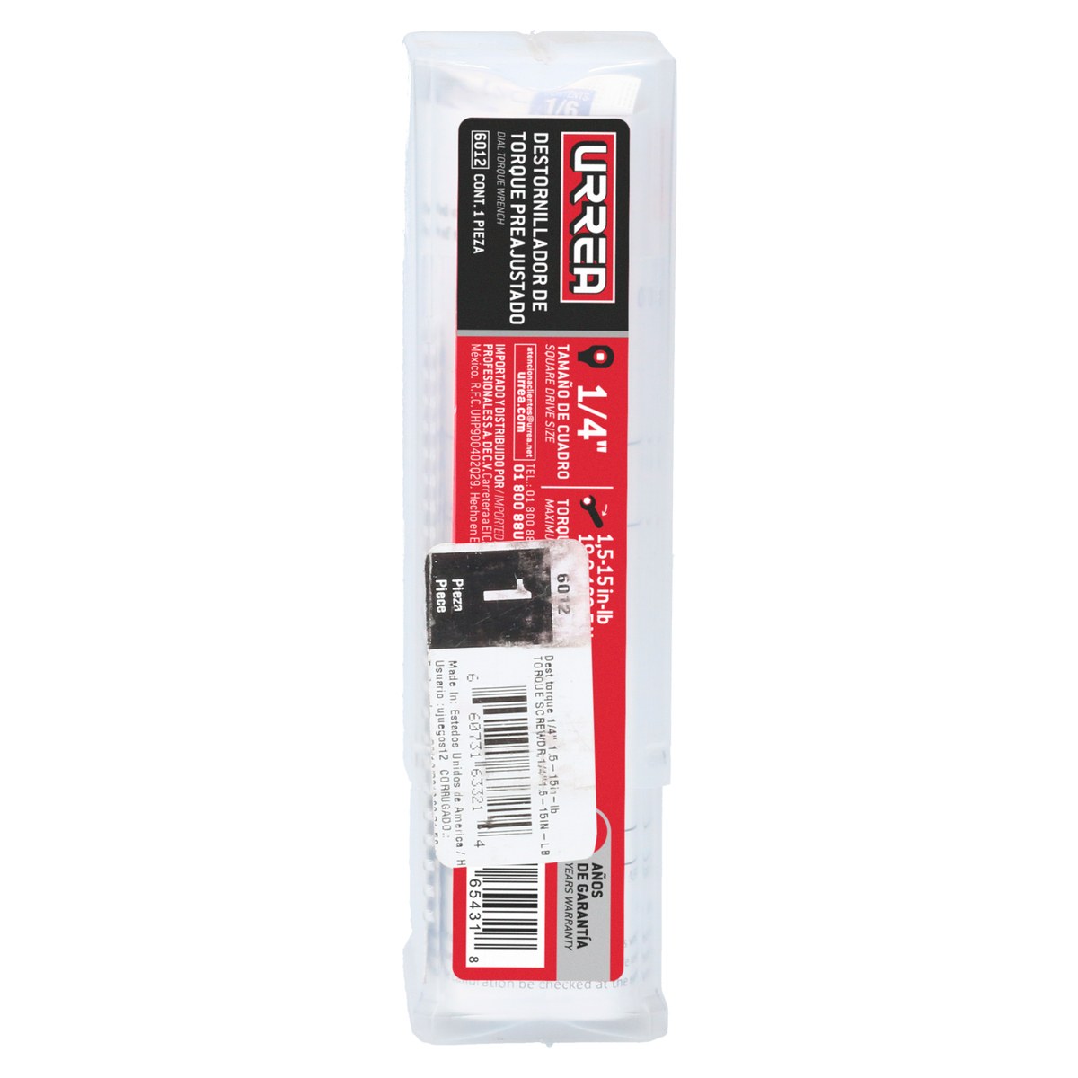 Destornillador de torque preajustado con mango plástico cuadro de 1/4", 1.5-15 in-lb Urrea - Imagen 2