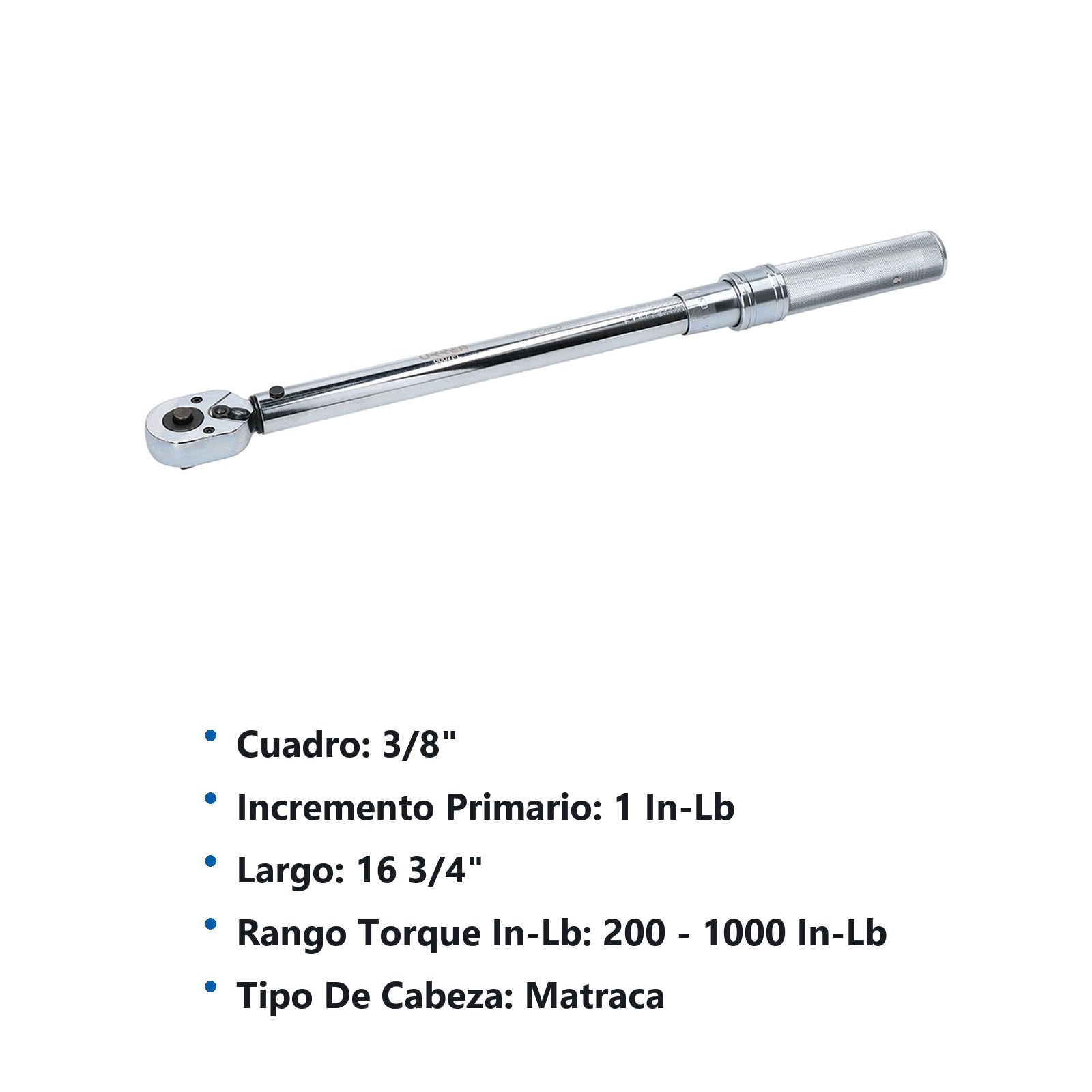 Torquímetro de trueno una escala cuadro de 3/8", 200-1000 in-lb Urrea - Imagen 2