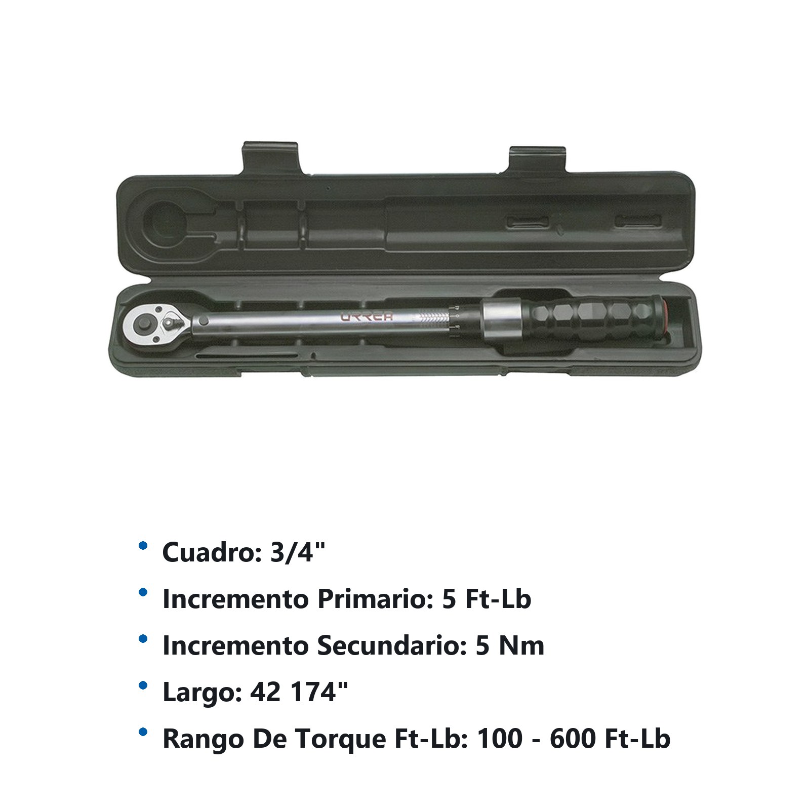 Torquímetro de trueno escala dual cuadro de 3/4", 100-600 ft-lb Urrea - Imagen 2