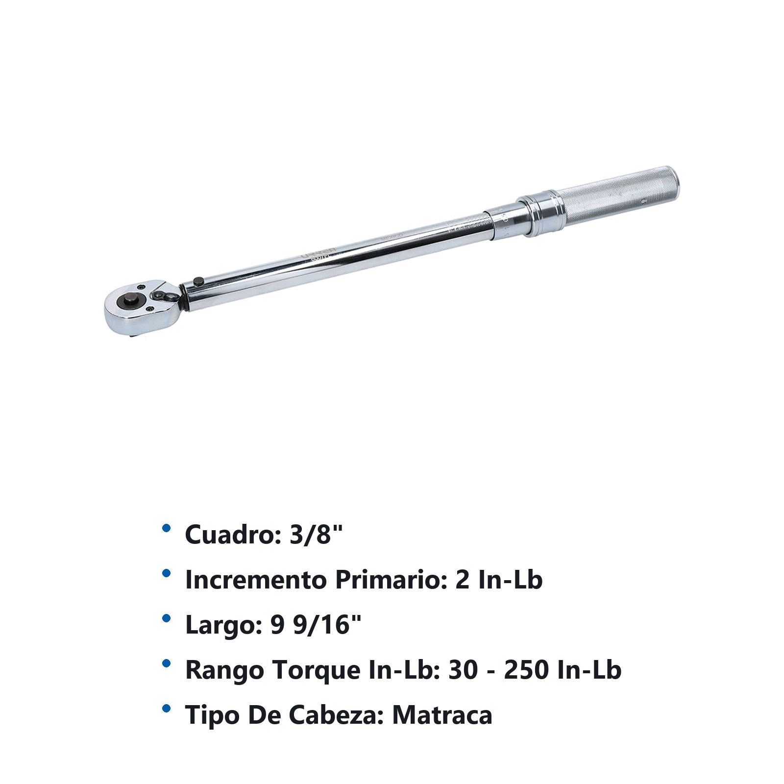 Torquímetro de trueno una escala cuadro de 3/8", 30-250 in-lb Urrea - Imagen 2