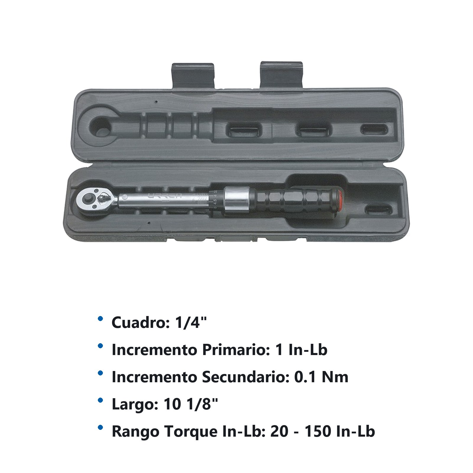Torquímetro de trueno escala dual cuadro de 1/4", 20-150 in-lb Urrea - Imagen 3