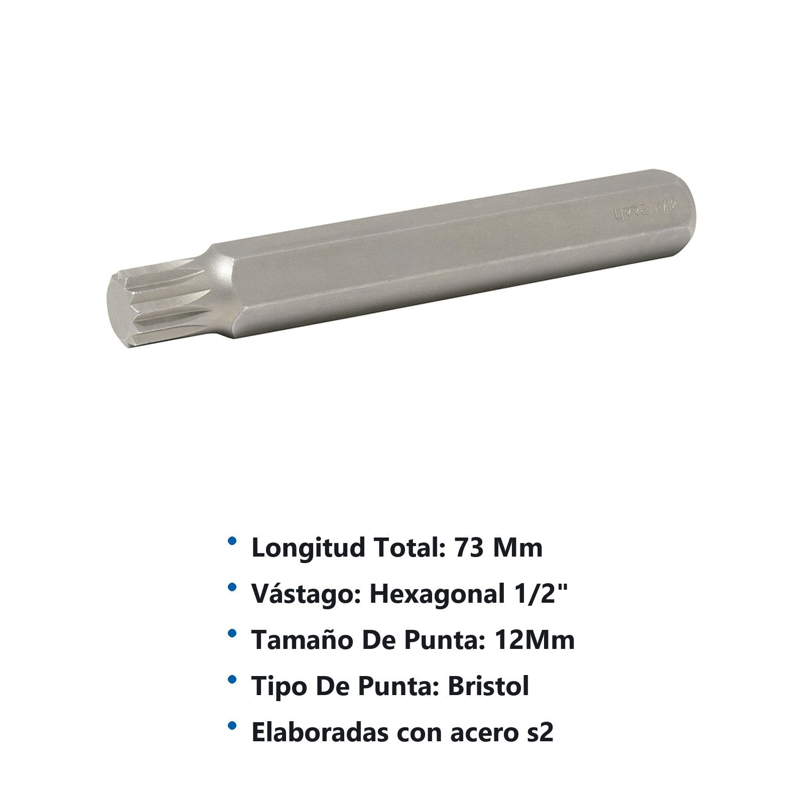 Punta bristol hexágono de 1/2", M12 x 2-7/8" Urrea - Imagen 3