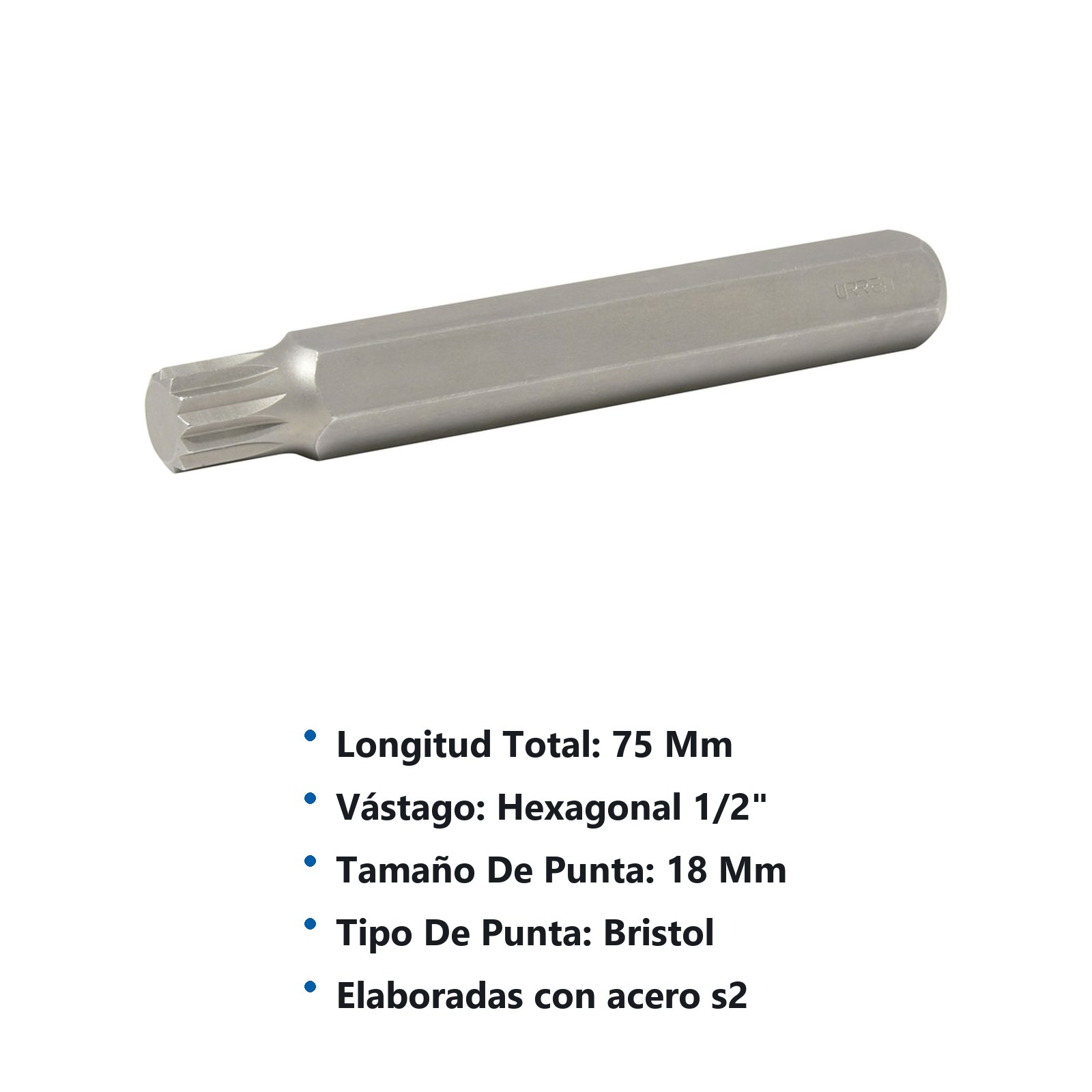 Punta bristol hexágono de 1/2", M18 x 3" Urrea - Imagen 3