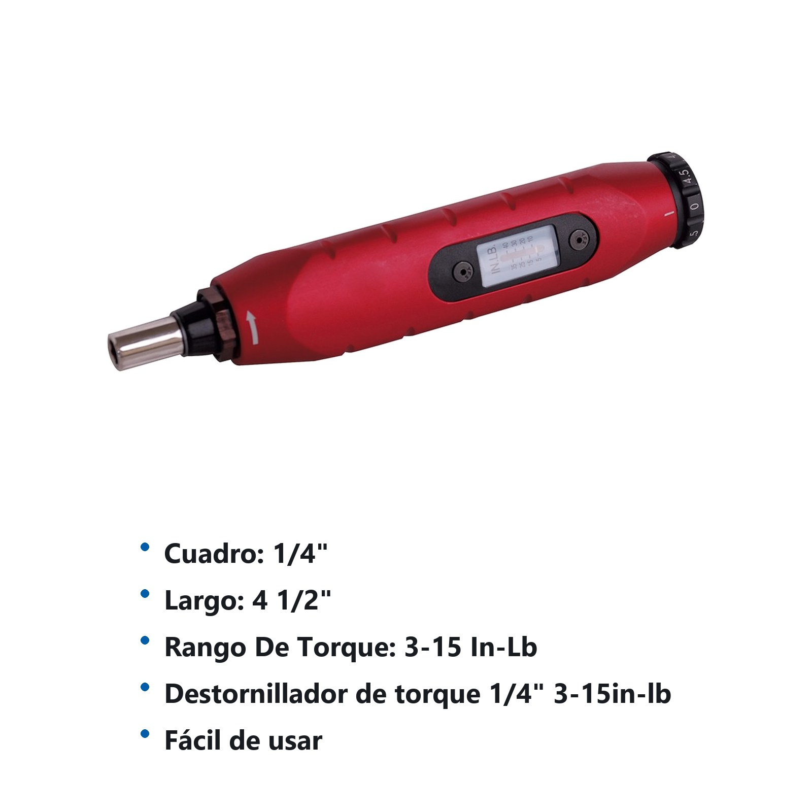 Destornillador de torque microajustable con mango plástico cuadro de 1/4", 3-15 in-lb Urrea - Imagen 3