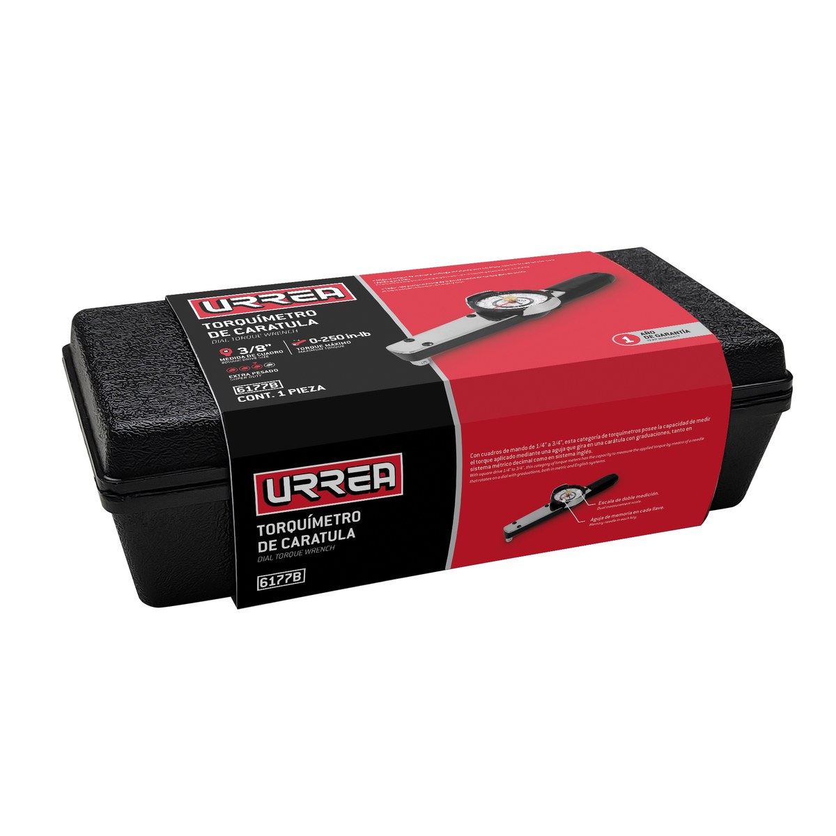 Torquímetro de carátula cuadro de 3/8", 0-250 in-lb Urrea - Imagen 2