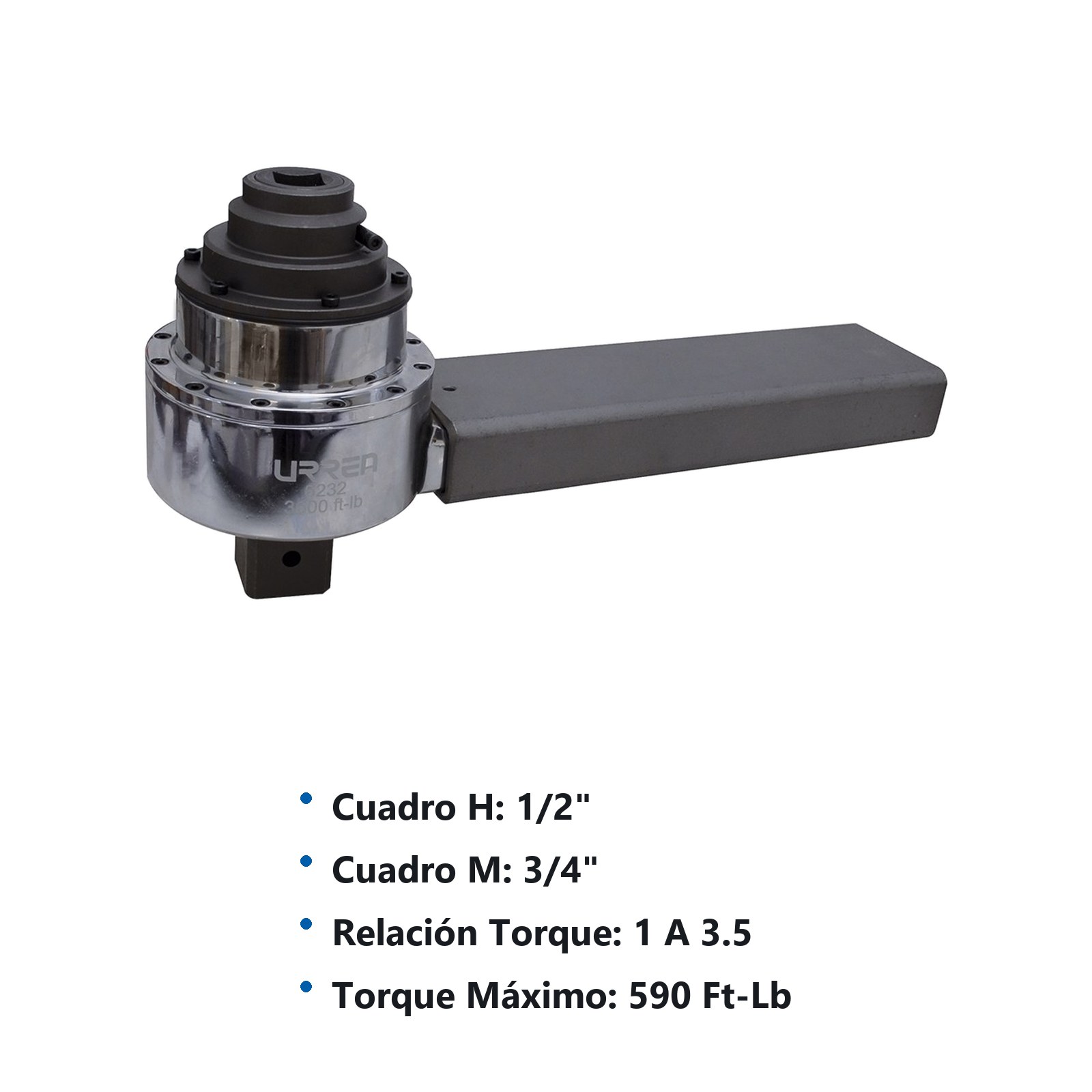 Multiplicador de torque reacción libre cuadro de 1/2" a 3/4", 590 ft-lb Urrea - Imagen 2