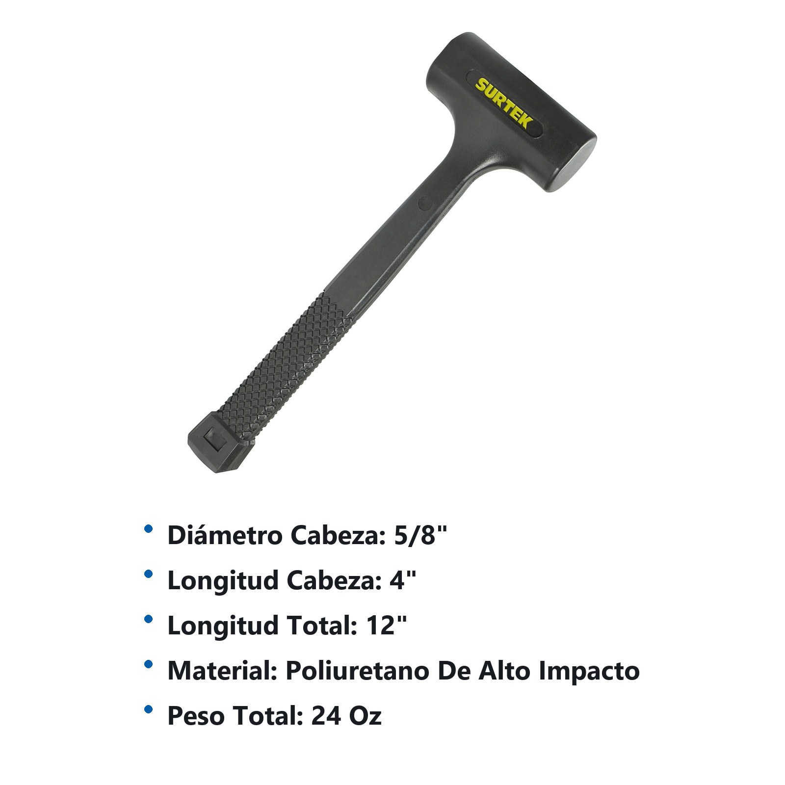 Mazo de golpe seco de una sola pieza con mango antiderrapante de 12", 24 oz Surtek - Imagen 2