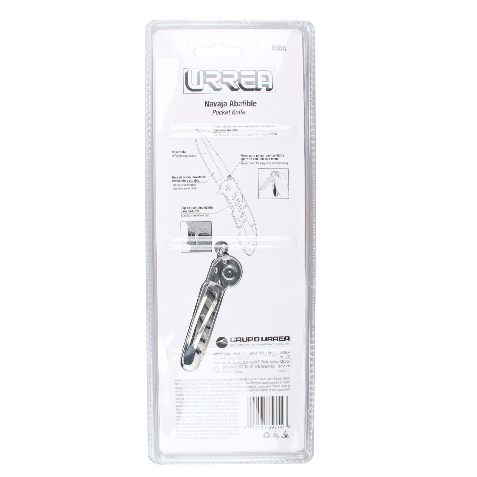 Navaja abatible de acero inoxidable Urrea - Imagen 4