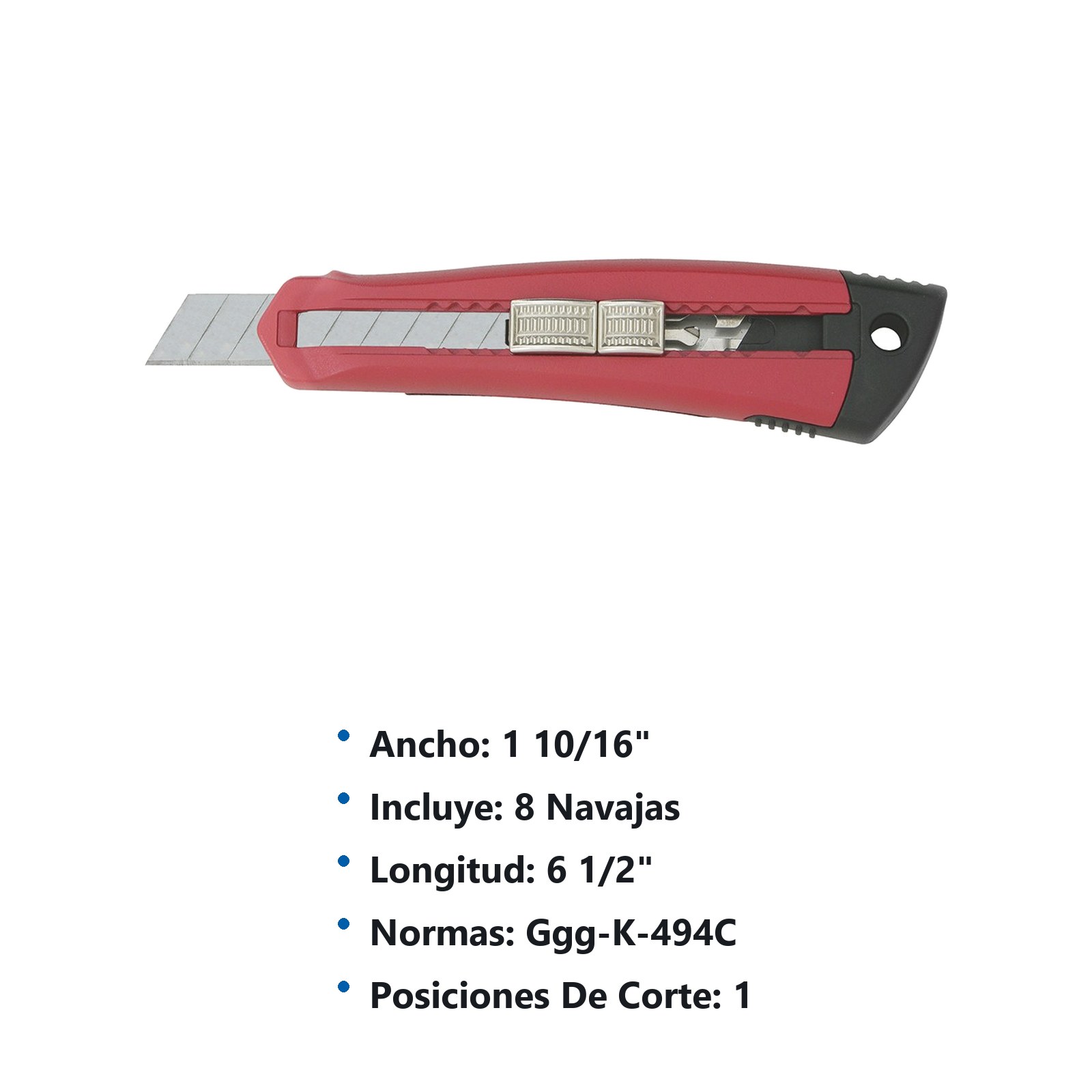 Cutter con cuerpo de zamac  de 22 mm, cambio automático de navaja Urrea - Imagen 3
