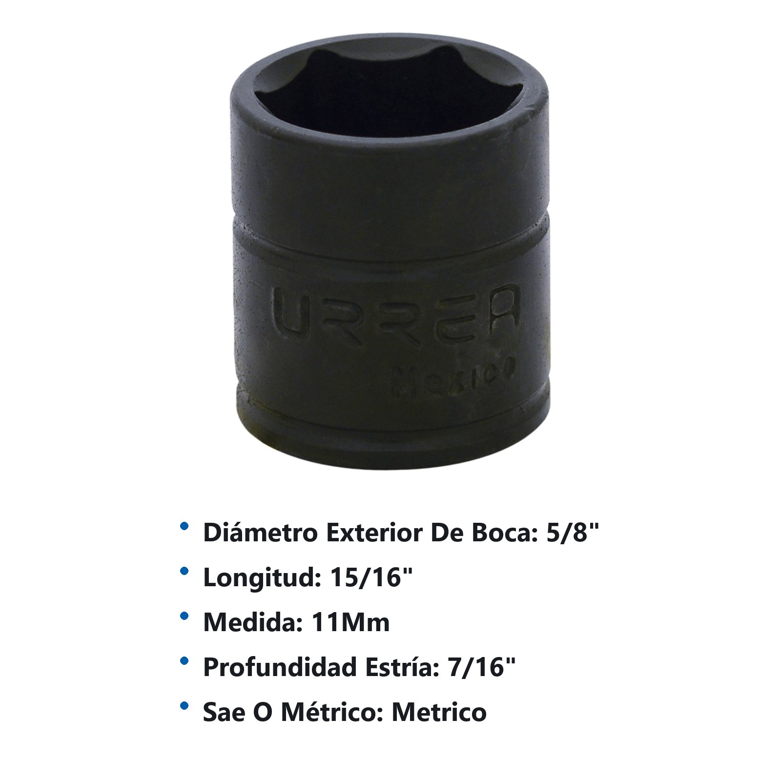 Dado de impacto cuadro de 1/4", 6 puntas, métrico, 11 mm Urrea - Imagen 3
