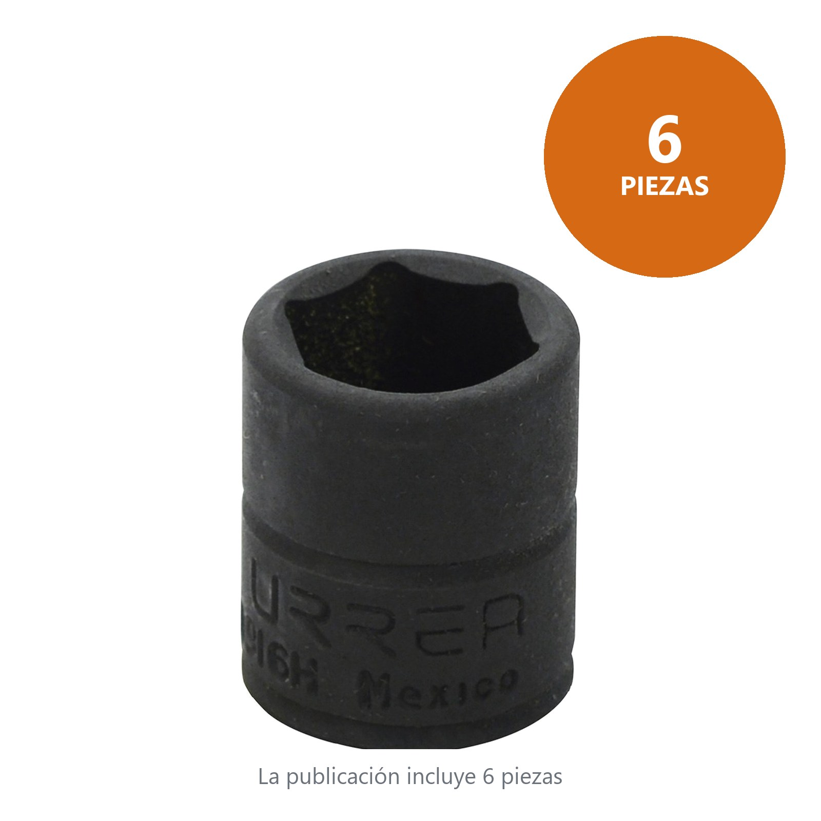 Dado de impacto cuadro de 1/4", 6 puntas, en pulgadas, 1/2" Urrea - Imagen 2