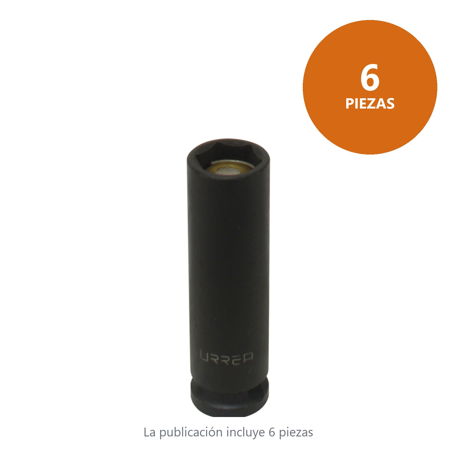 Dado de impacto largo con imán cuadro de 3/8", 6 puntas, métrico, 13 mm Urrea - Imagen 2