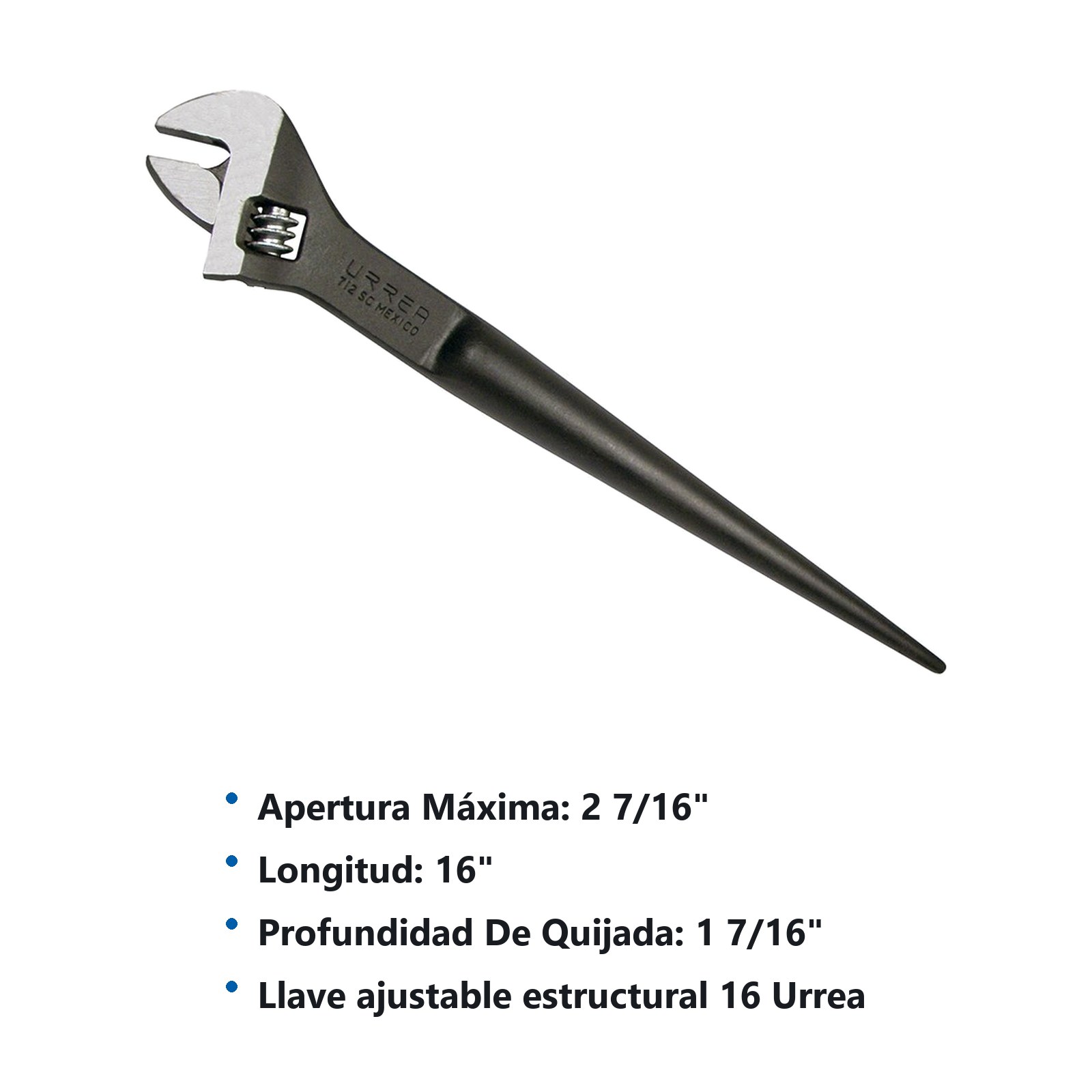 Llave ajustable estructural fosfatizada 16" Urrea - Imagen 2