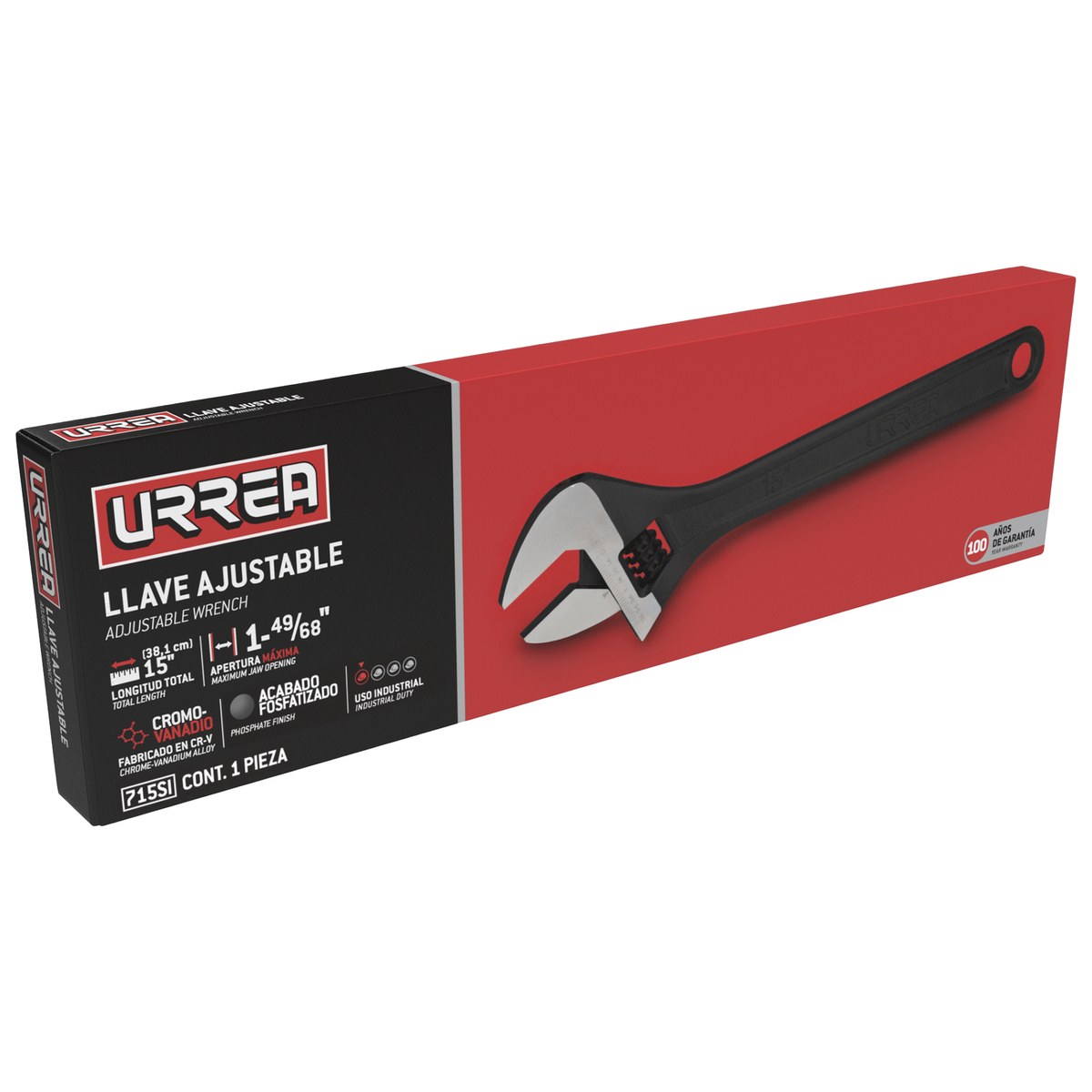 Llave ajustable fosfatizada 15" Urrea - Imagen 2