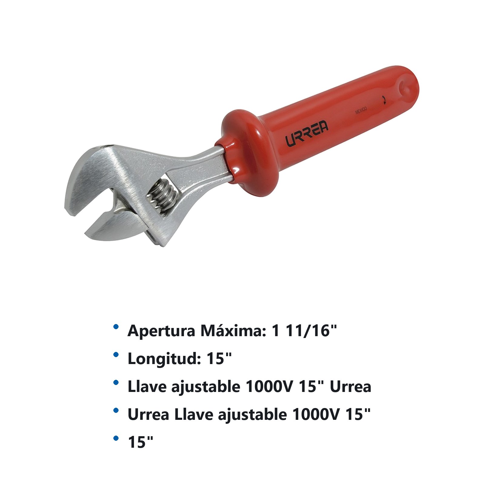 Llave ajustable 1000 V de 15" Urrea - Imagen 2