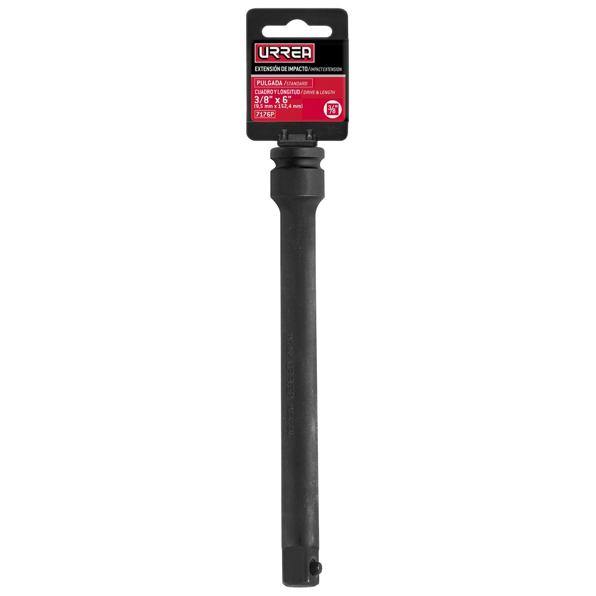 Extensión con perno para dado de impacto cuadro de 3/8", 6" Urrea - Imagen 2