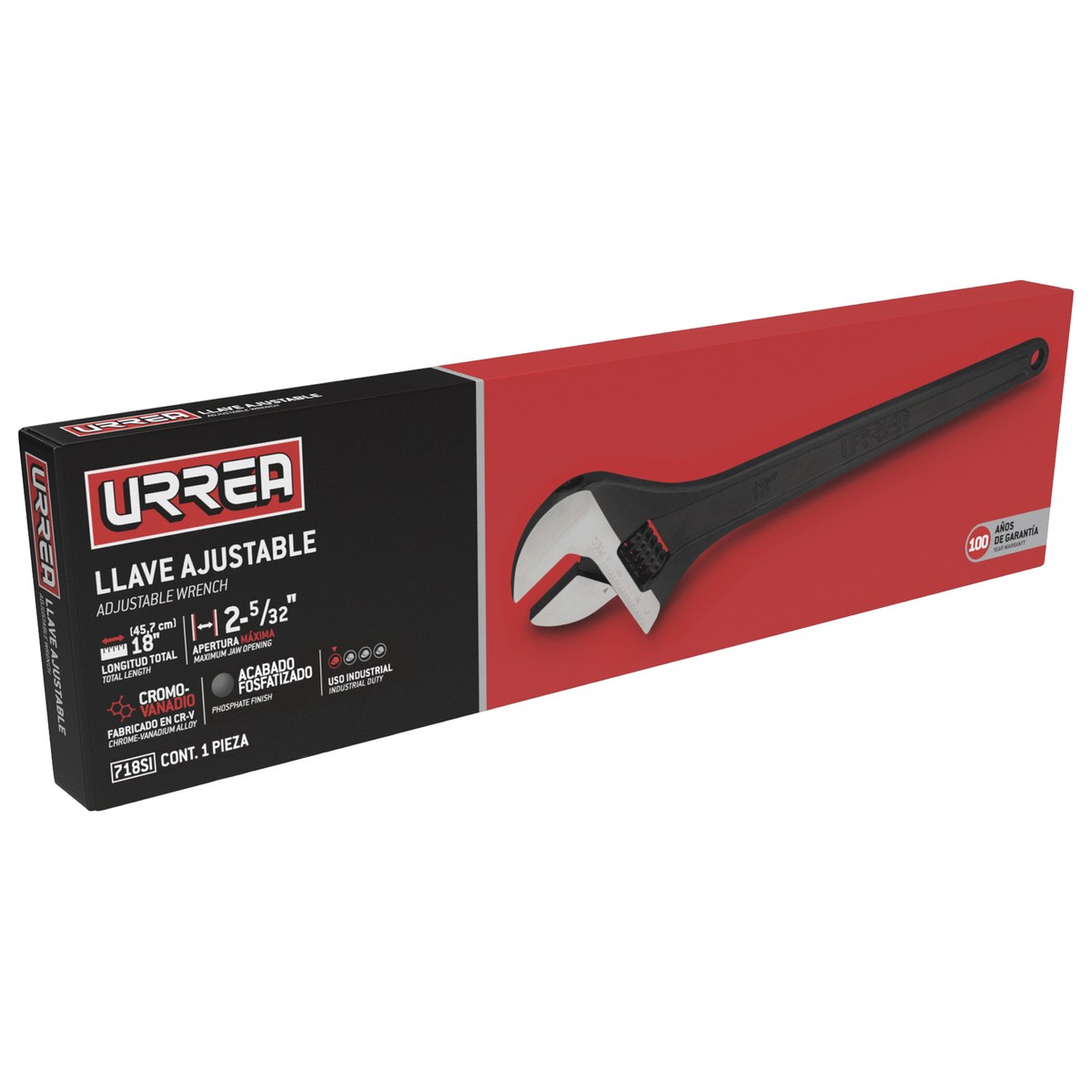 Llave ajustable fosfatizada 18" Urrea - Imagen 2