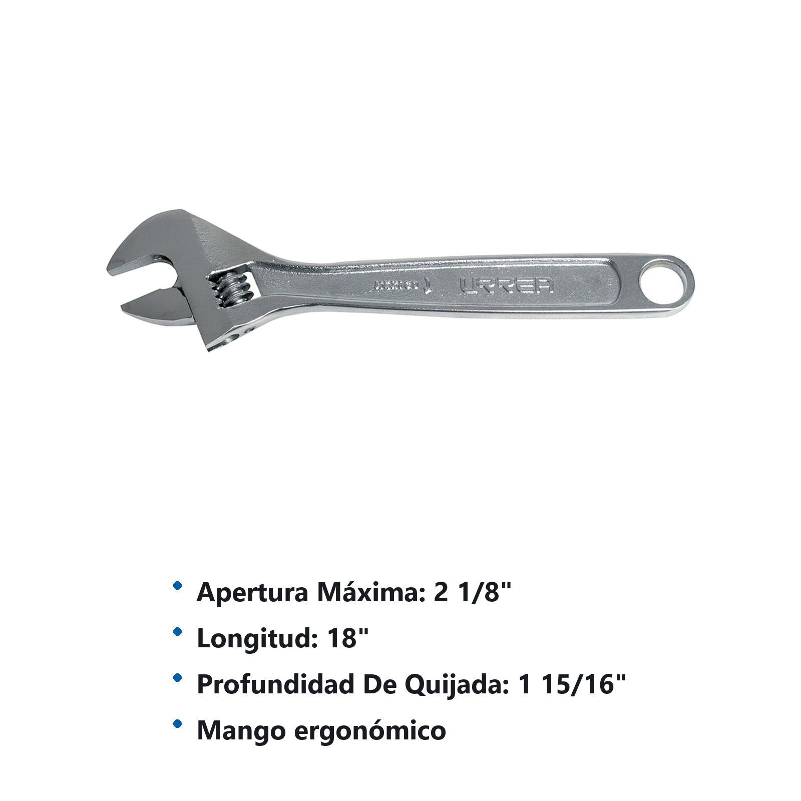 Llave ajustable cromada 24" Urrea - Imagen 2